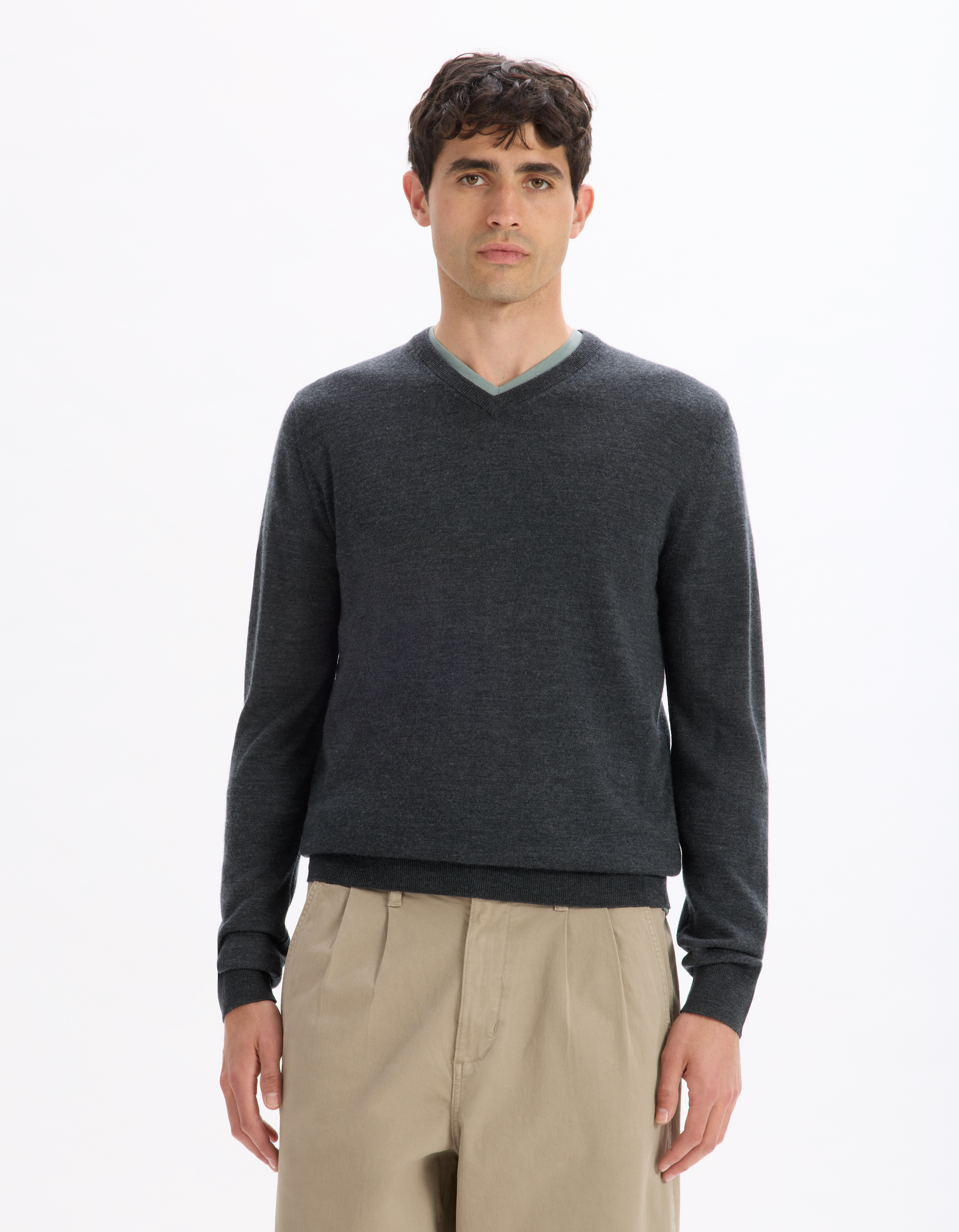 Pull col V 100% laine mérinos - camaieu - Modalova