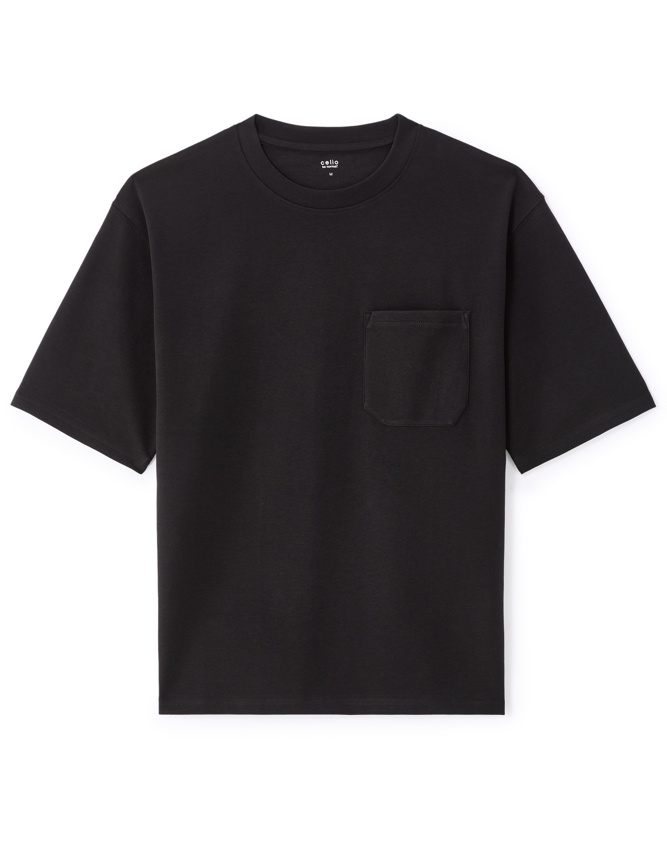 T-shirt oversize col rond coton mélangé - noir