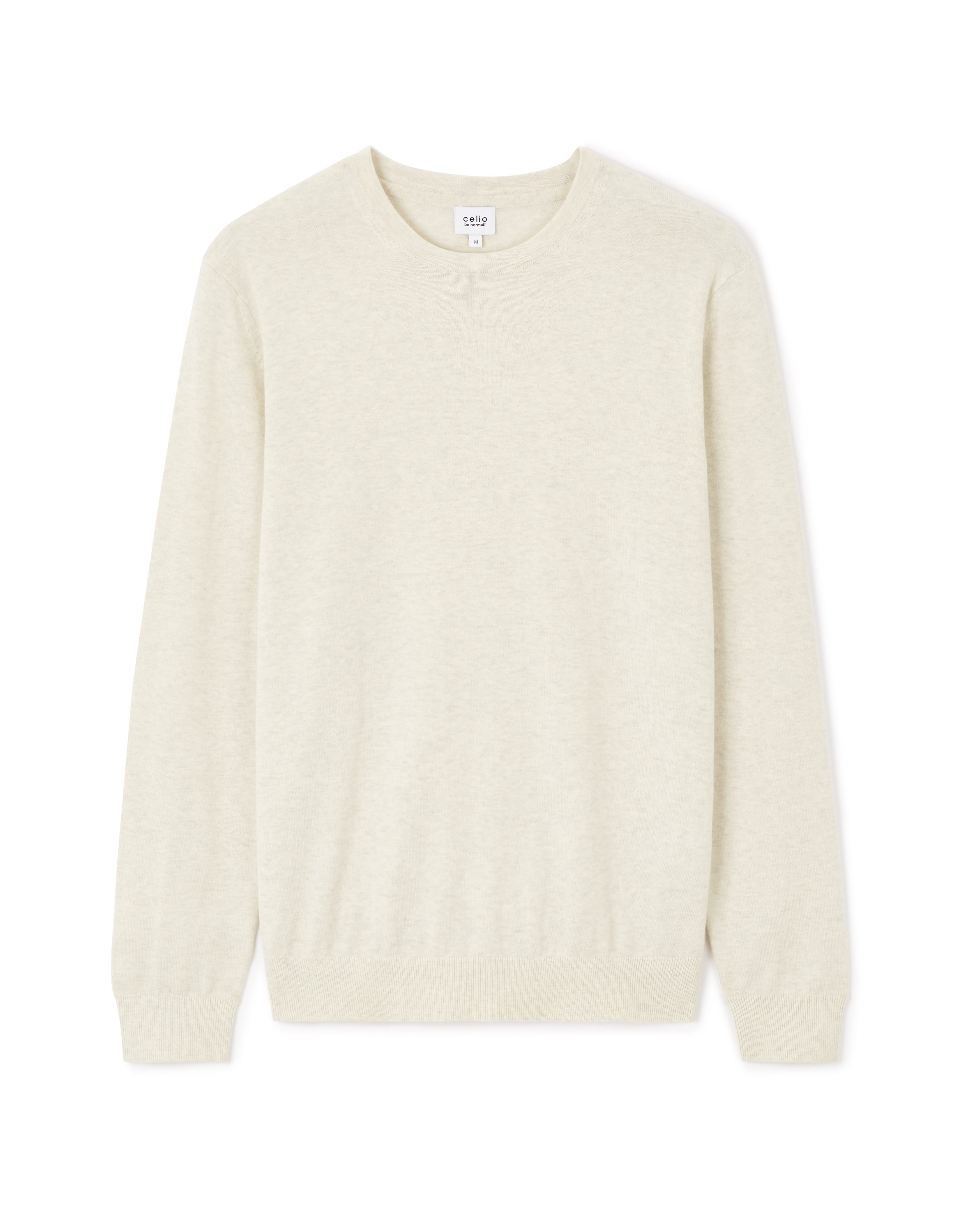Pull col rond 100% coton - beige clair