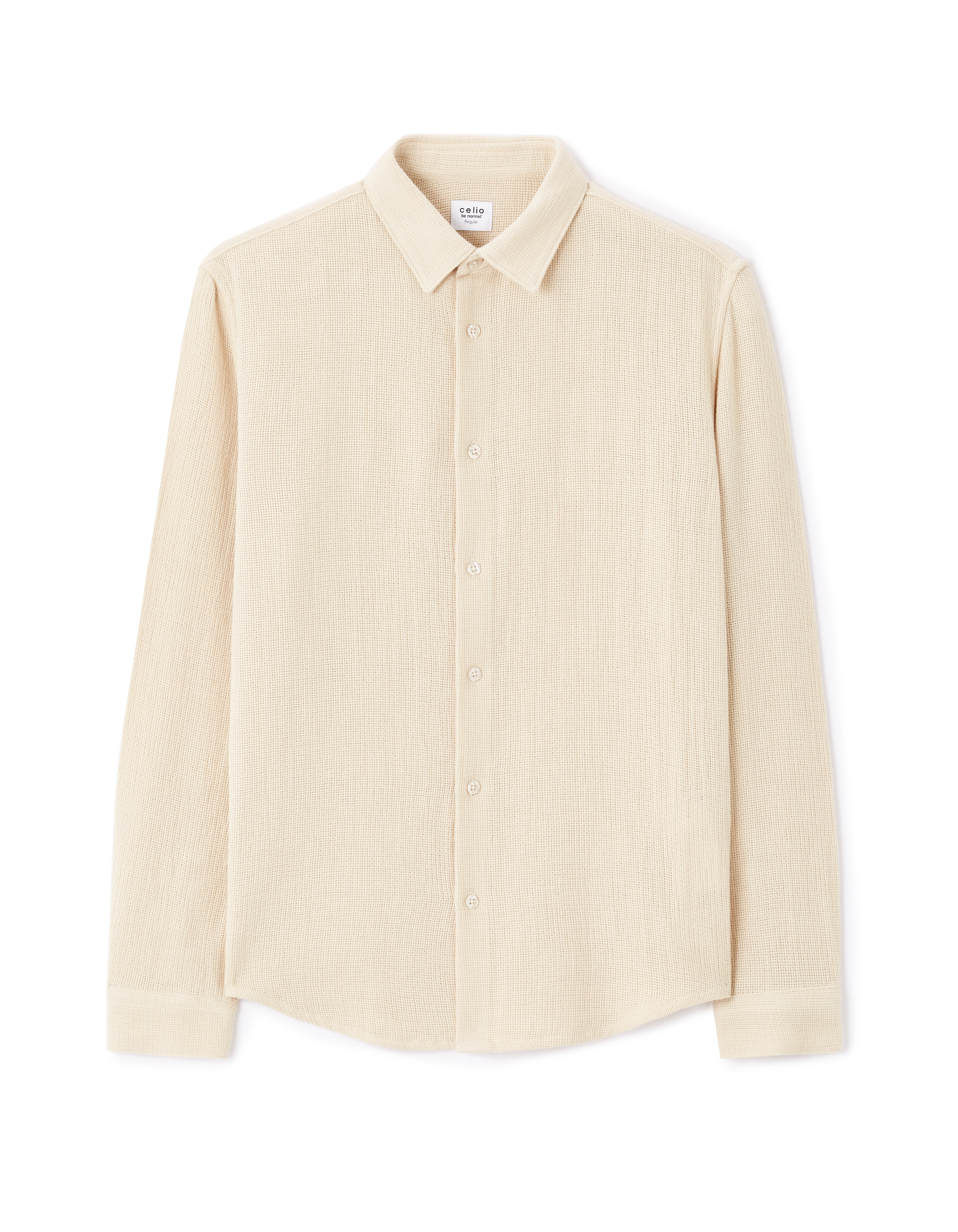 Chemise regular slubbée 100% coton - beige