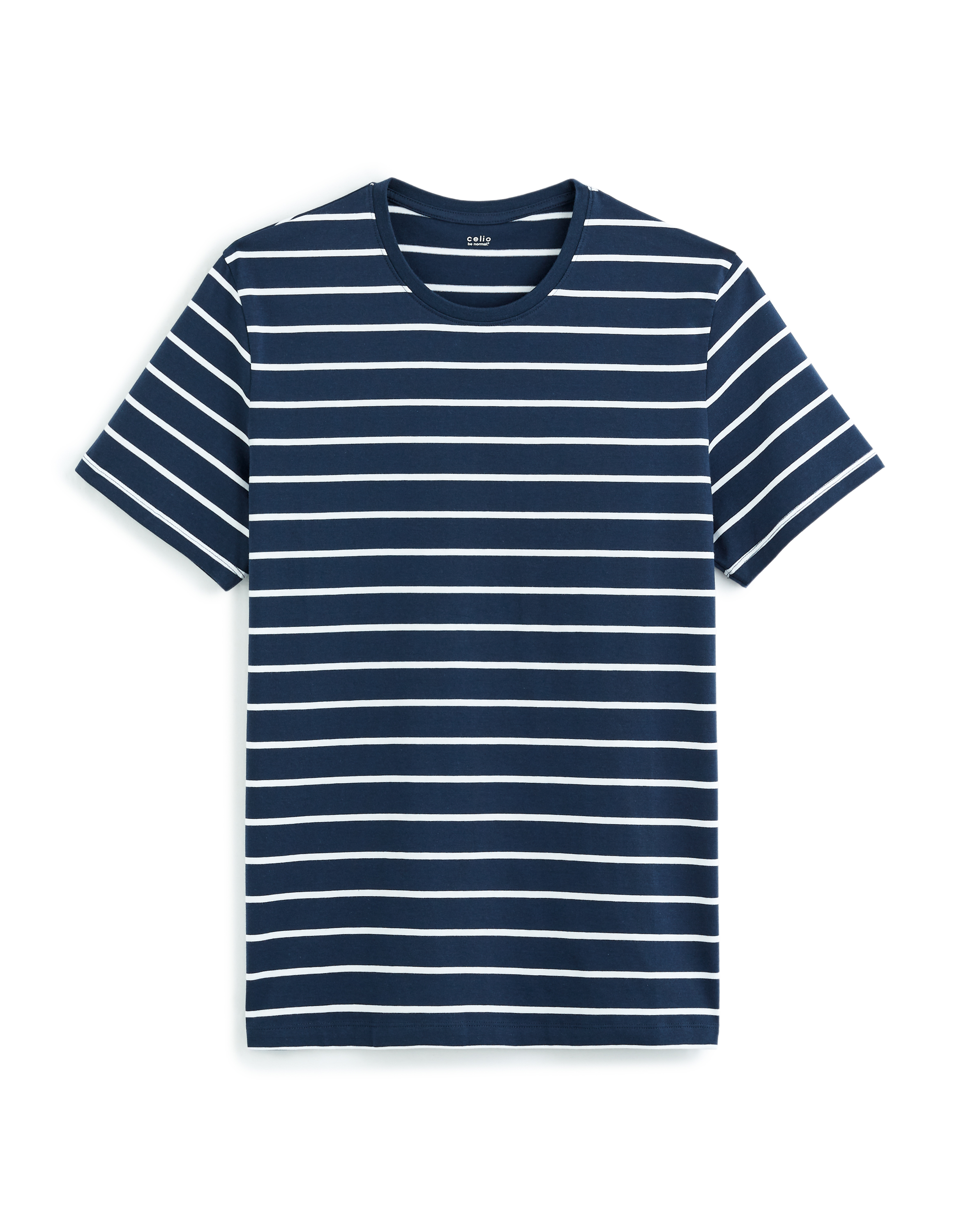 T-shirt straight rayé 100% coton - marine