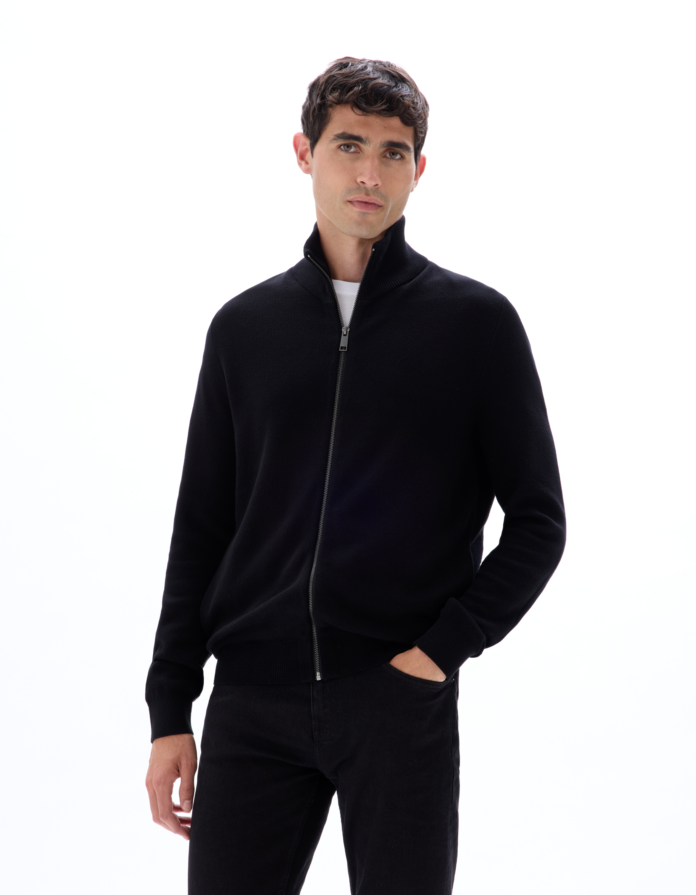 Cardigan zippé col camioneur 100% coton - camaieu - Modalova