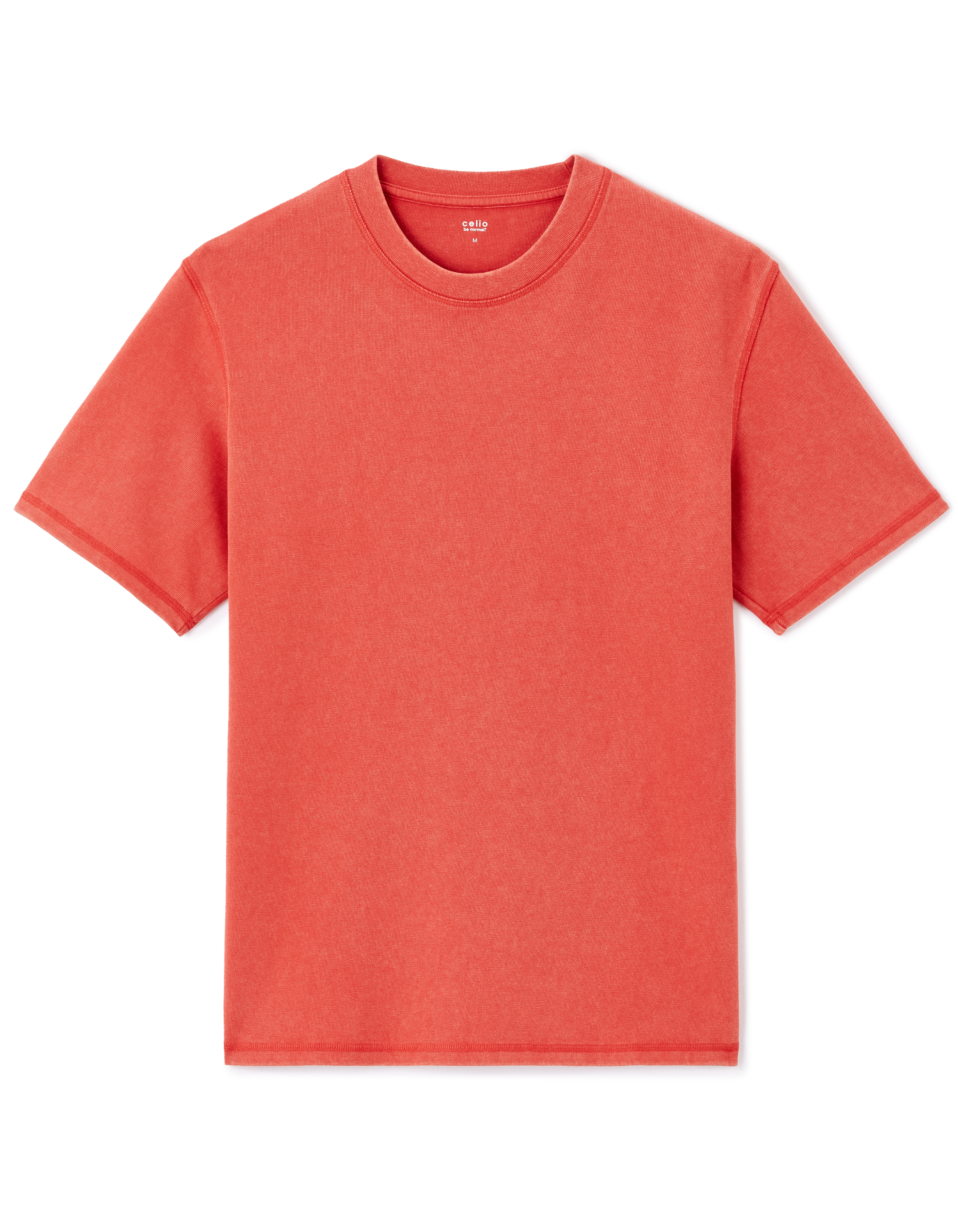 T-shirt boxy col rond 100% coton pigment - rouge