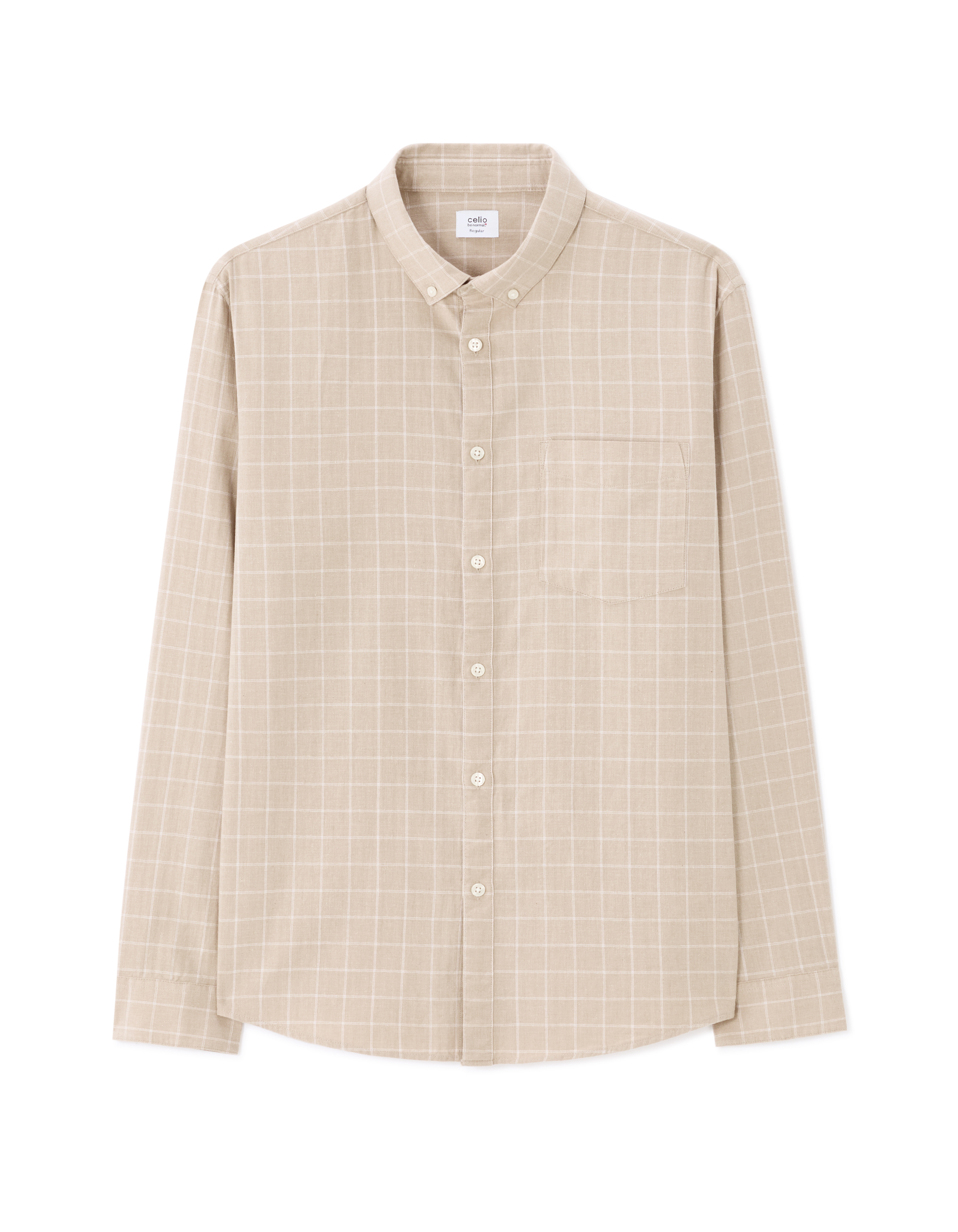 Chemise regular à carreaux en flanelle - beige