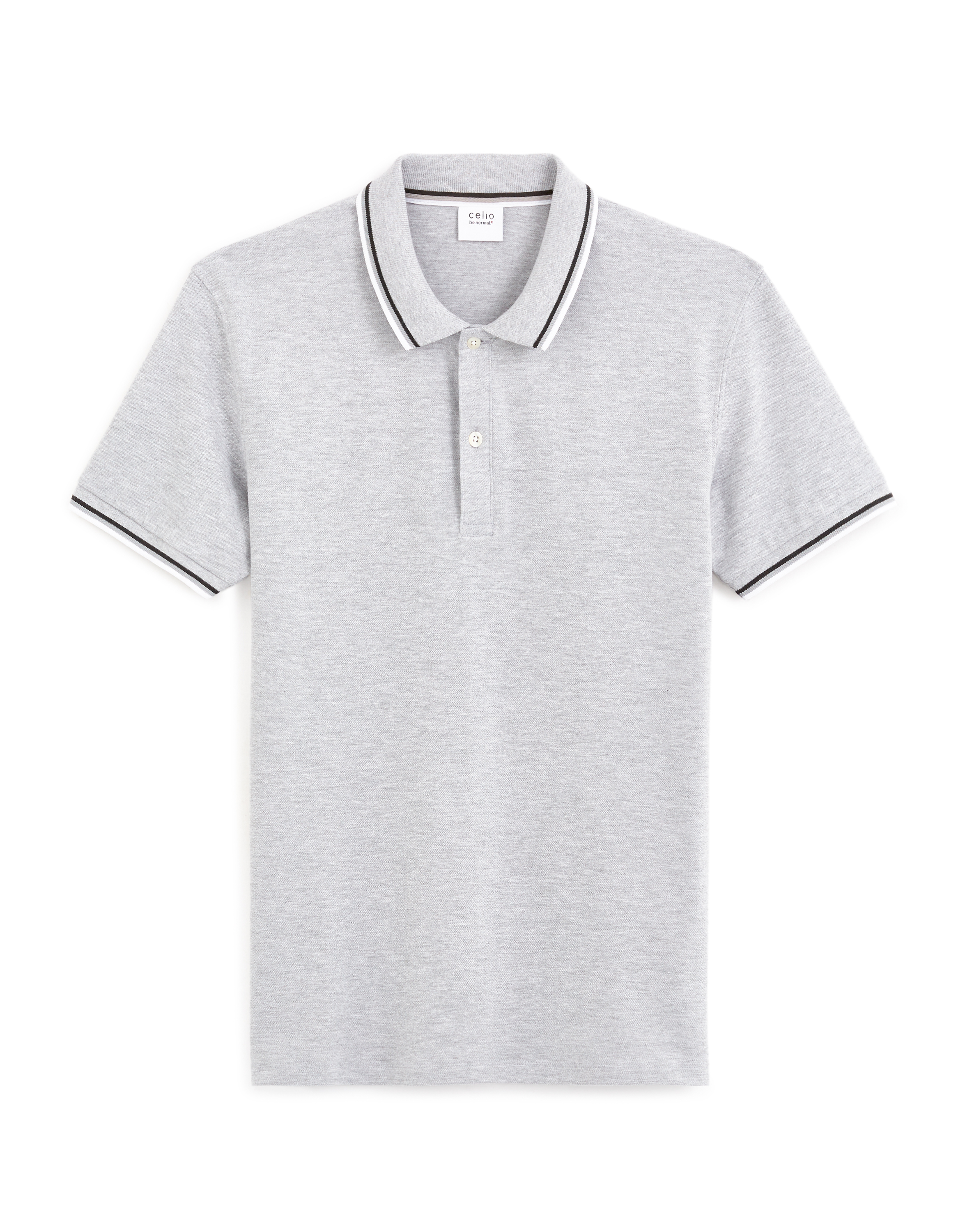 Polo piqué slim en coton stretch - gris chiné