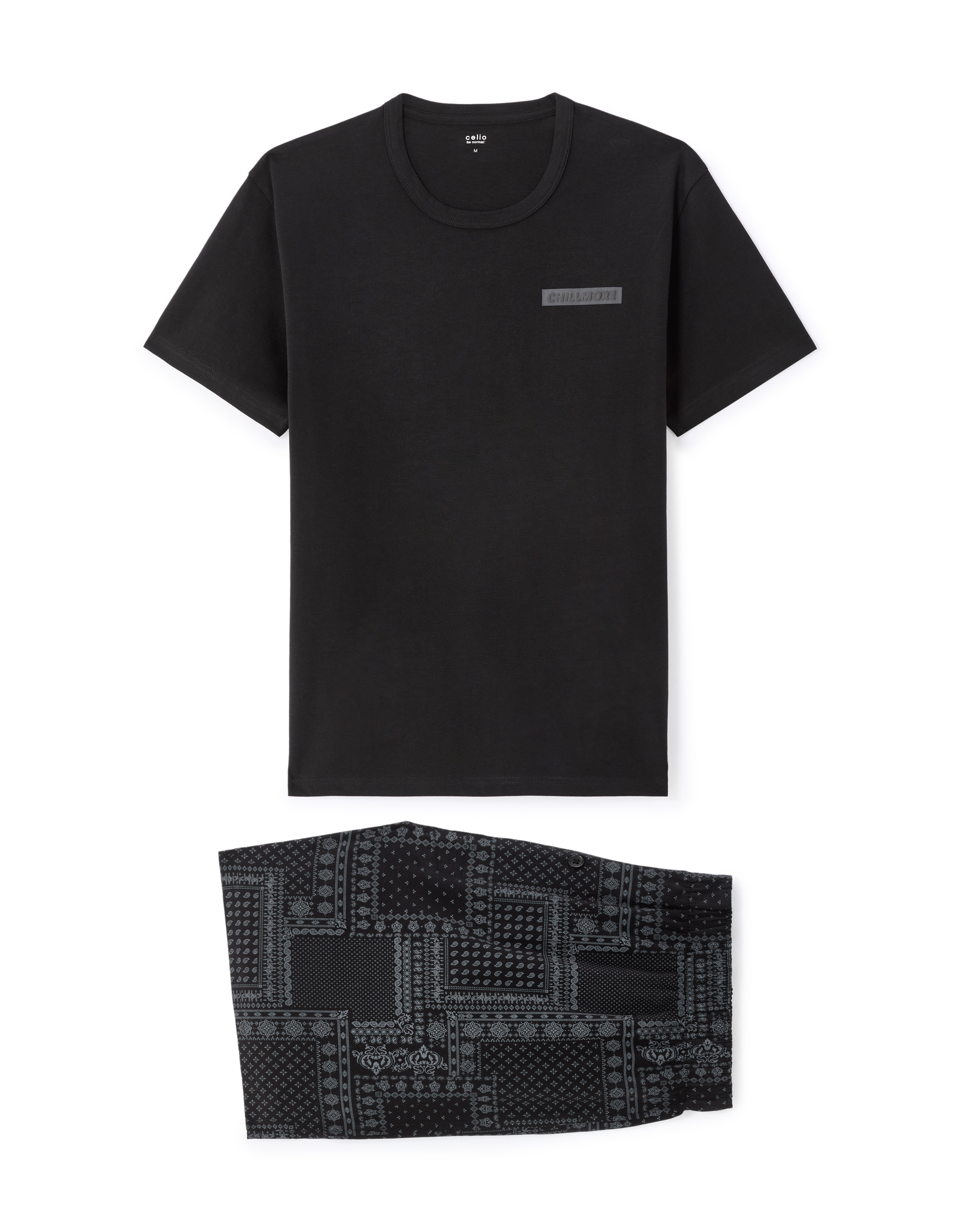 Pyjama caleçon 100% coton - noir