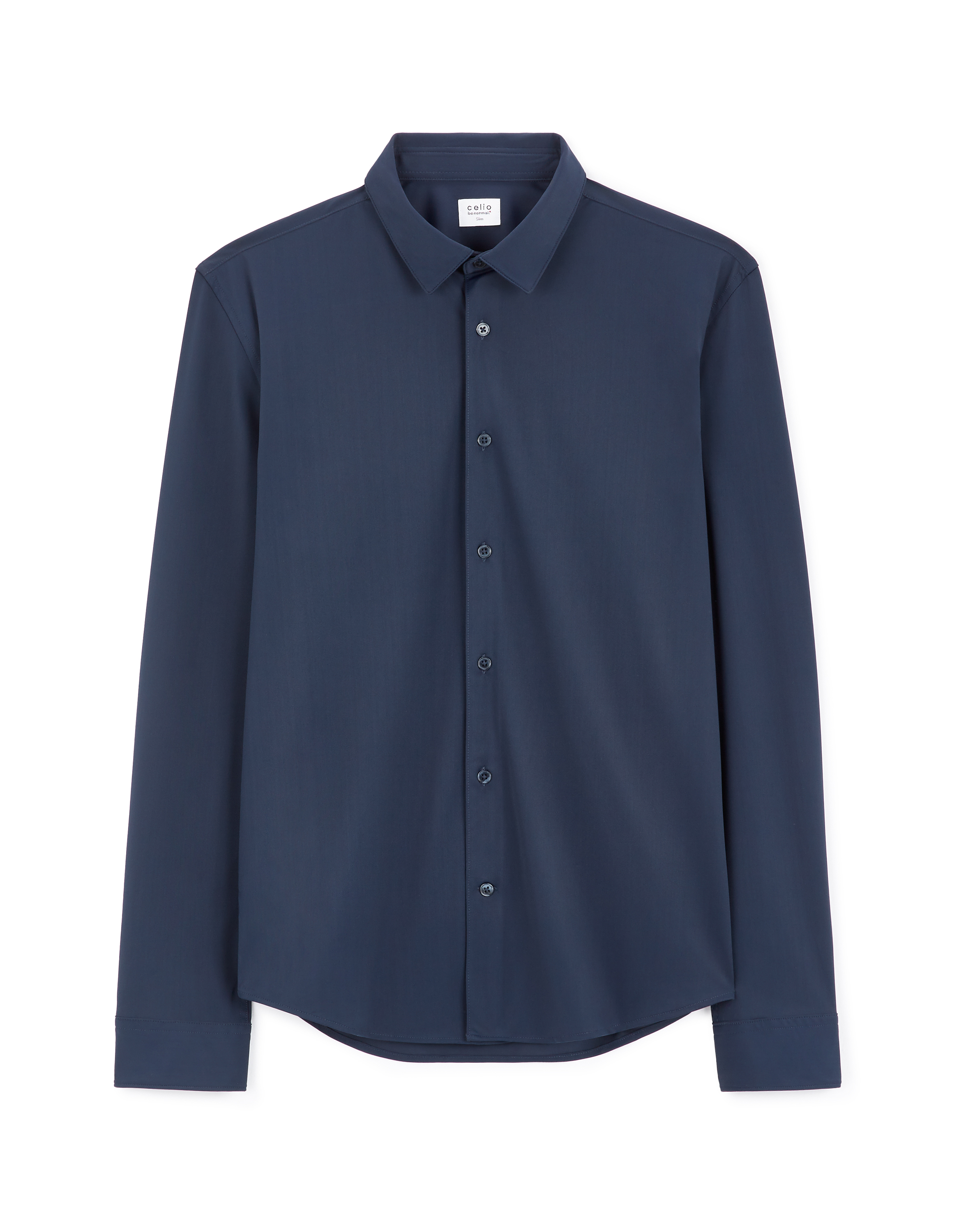Chemise slim à col français stretch - marine