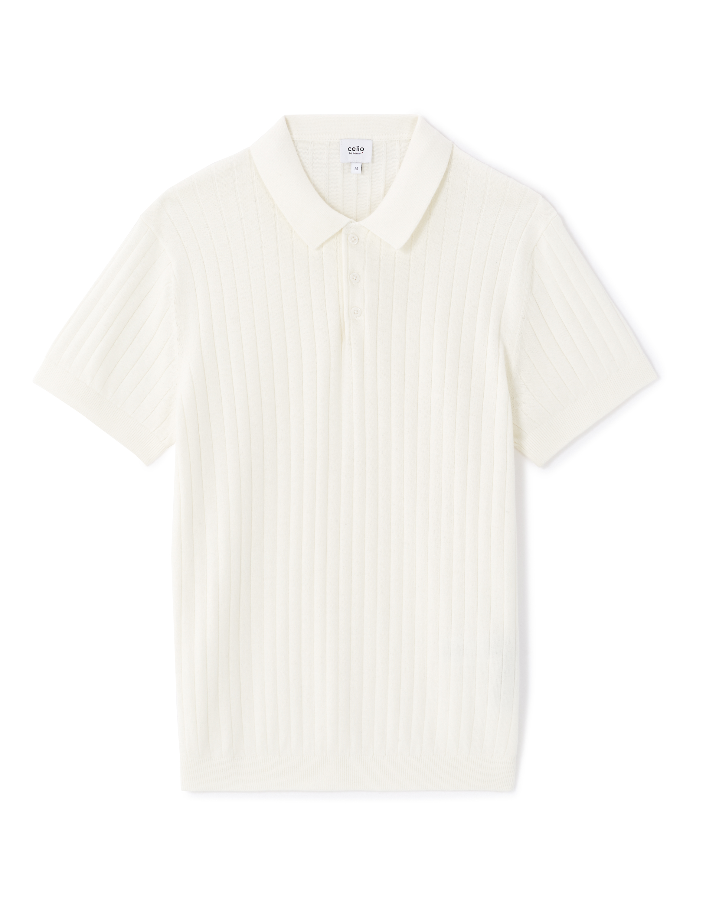 Polo regular en maille texturée coton mélangé - écru
