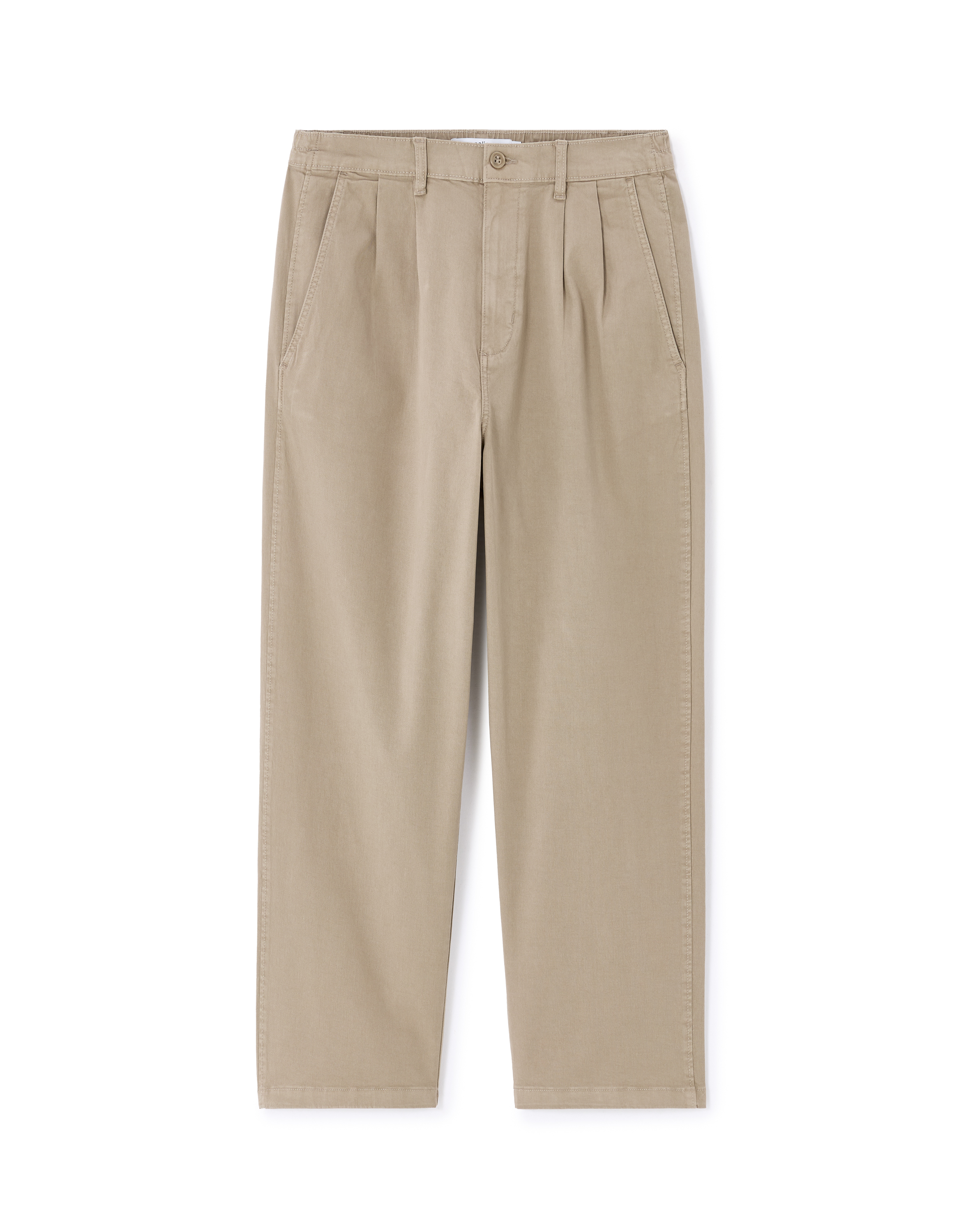 Pantalon baggy 7/8 ème en coton stretch - beige