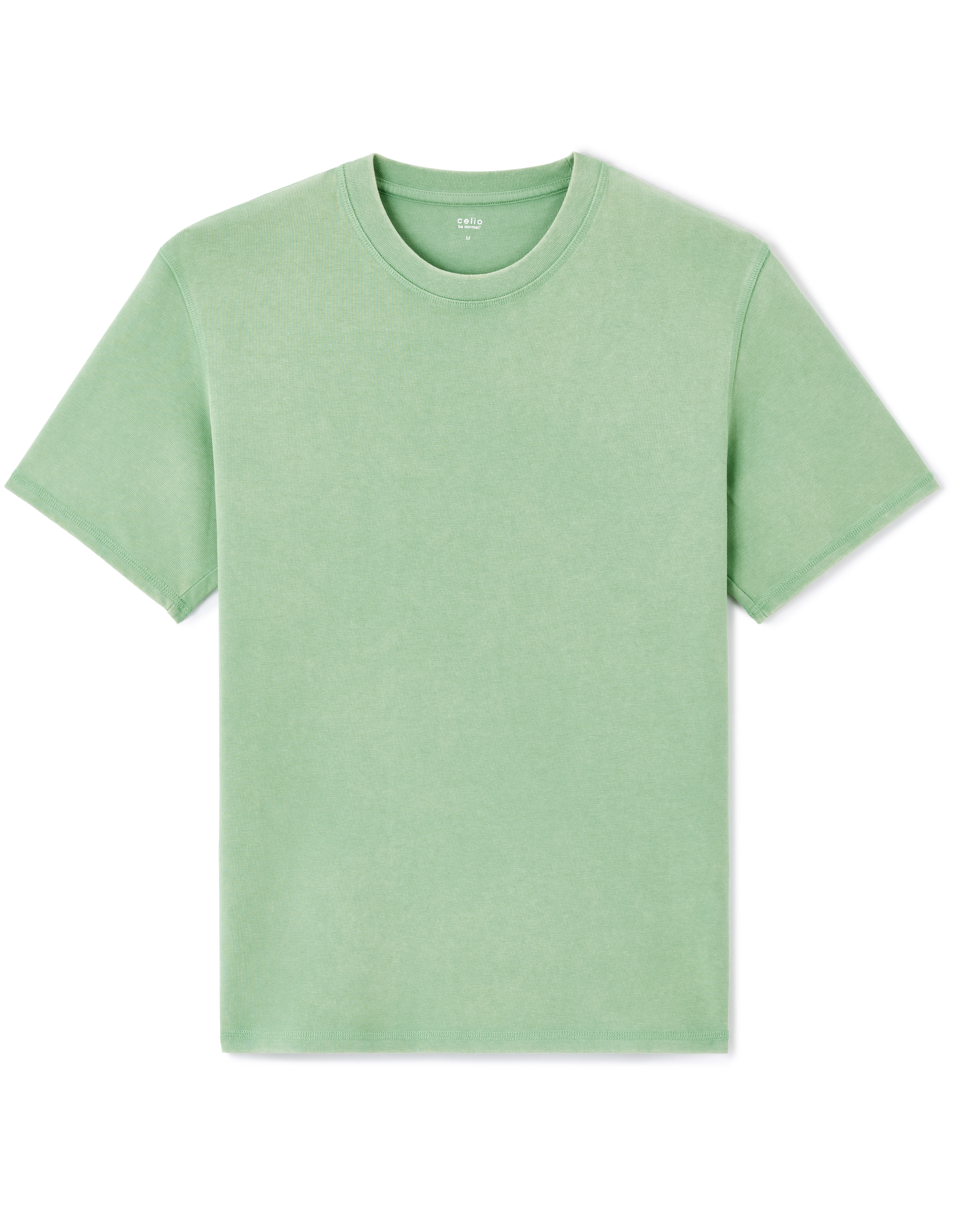 T-shirt boxy col rond 100% coton pigment - vert