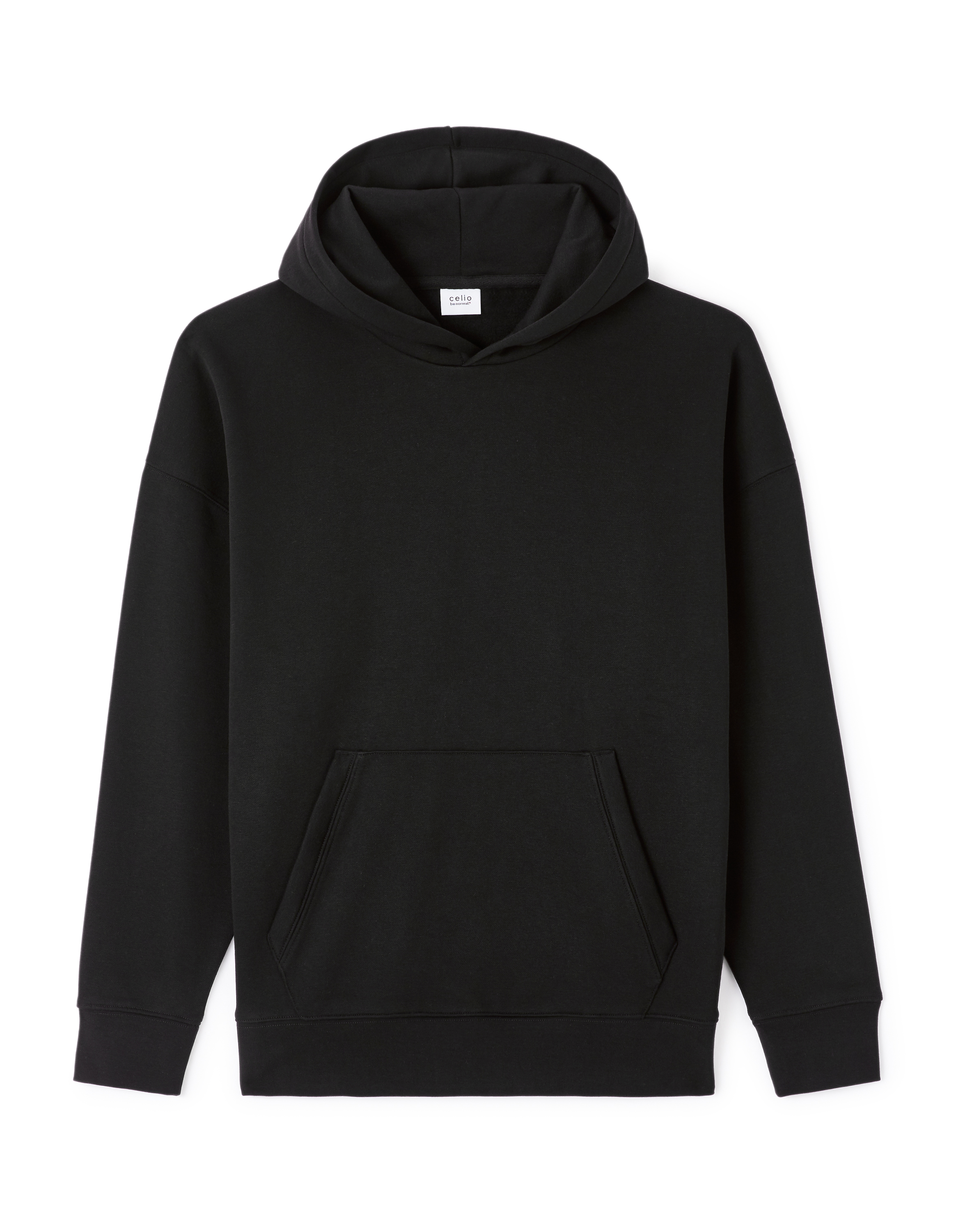 Sweat oversize capuche coton mélangé - noir