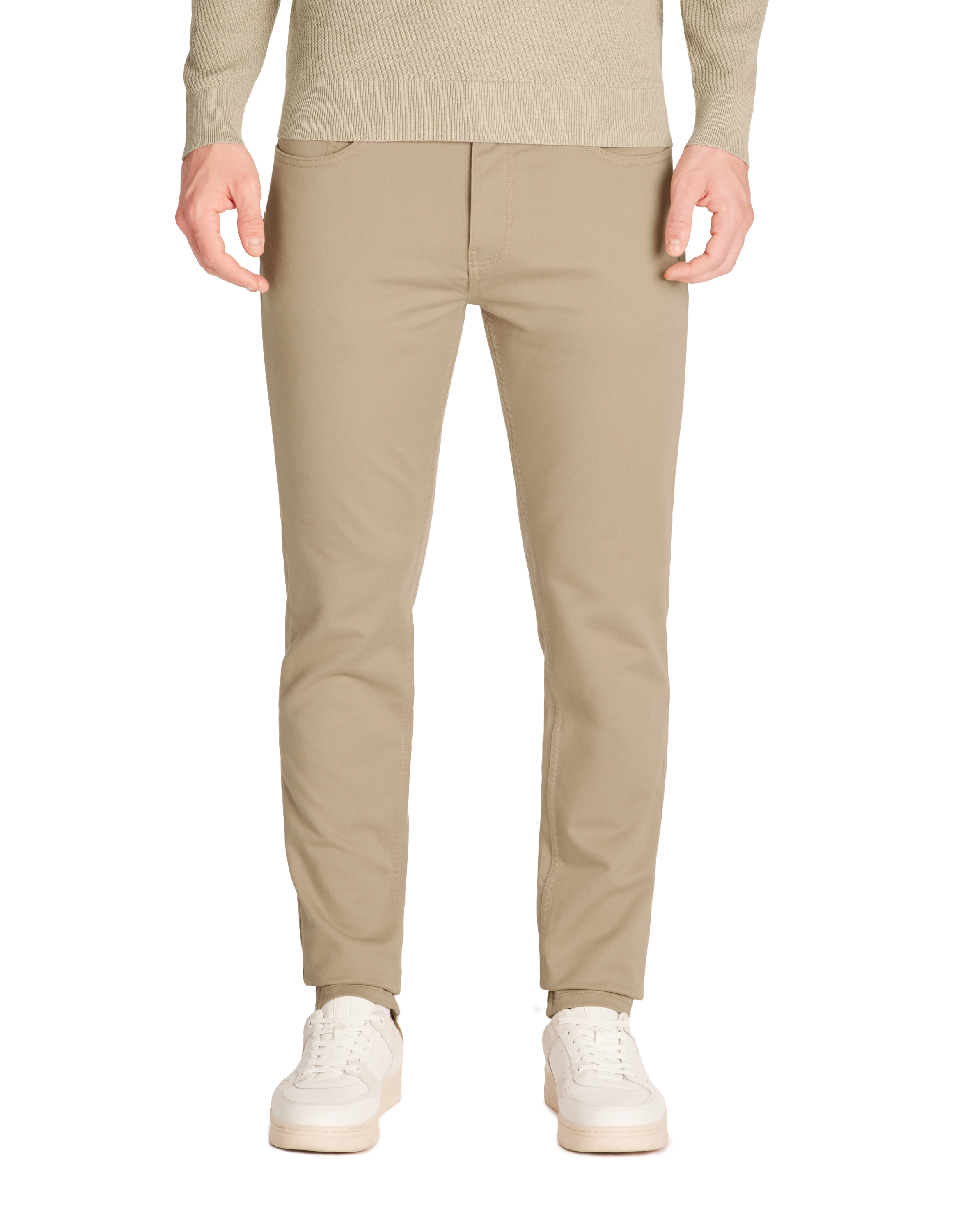 Pantalon slim coton stretch - beige - camaieu - Modalova