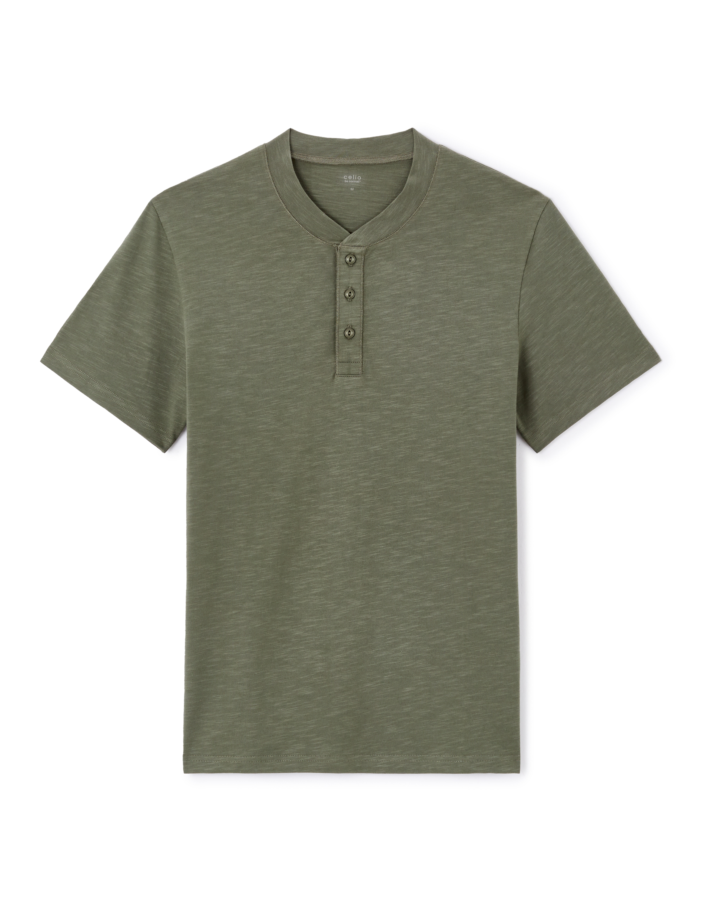 T-shirt straight col tunisien 100% coton - kaki