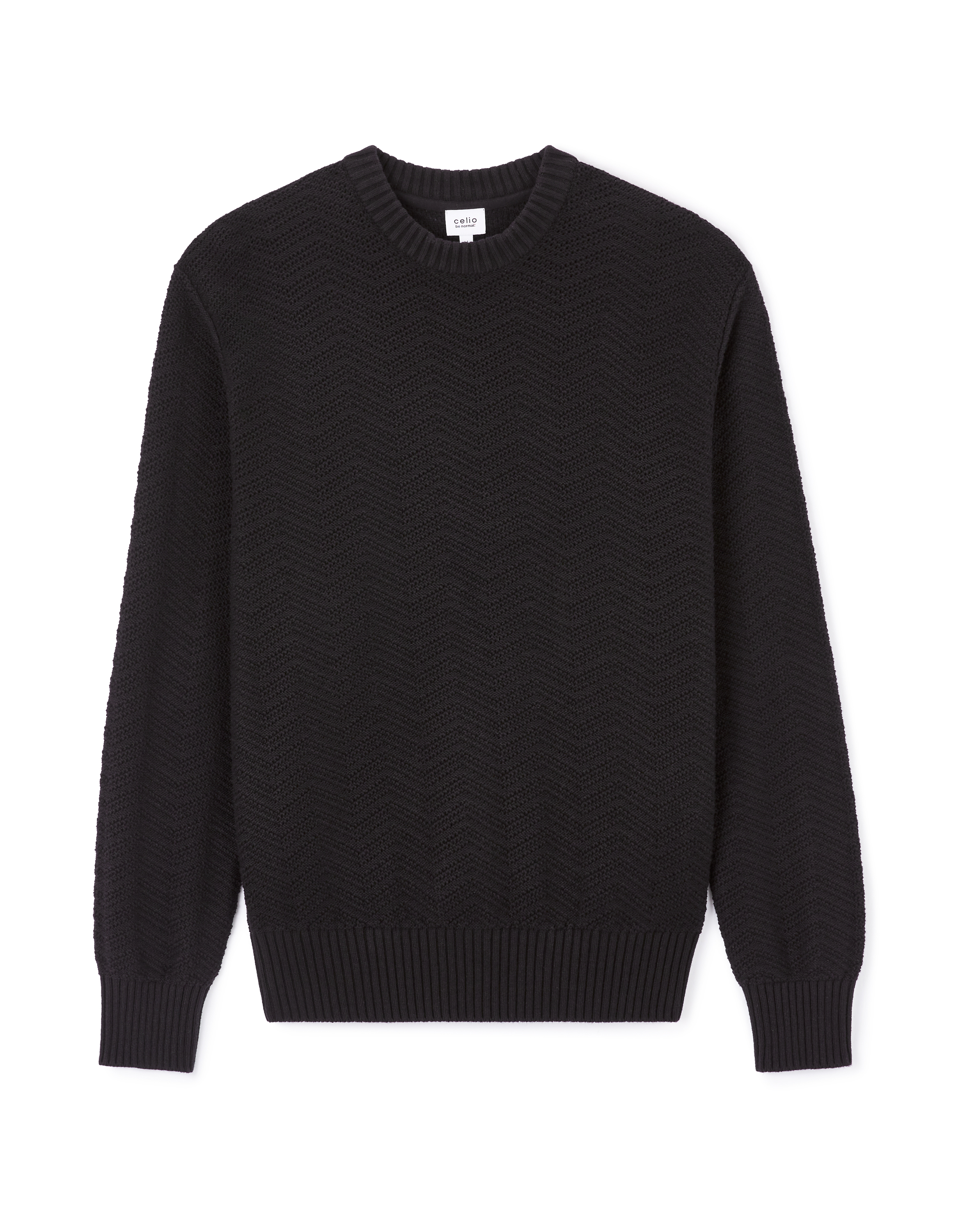Pull col rond 100% coton - noir