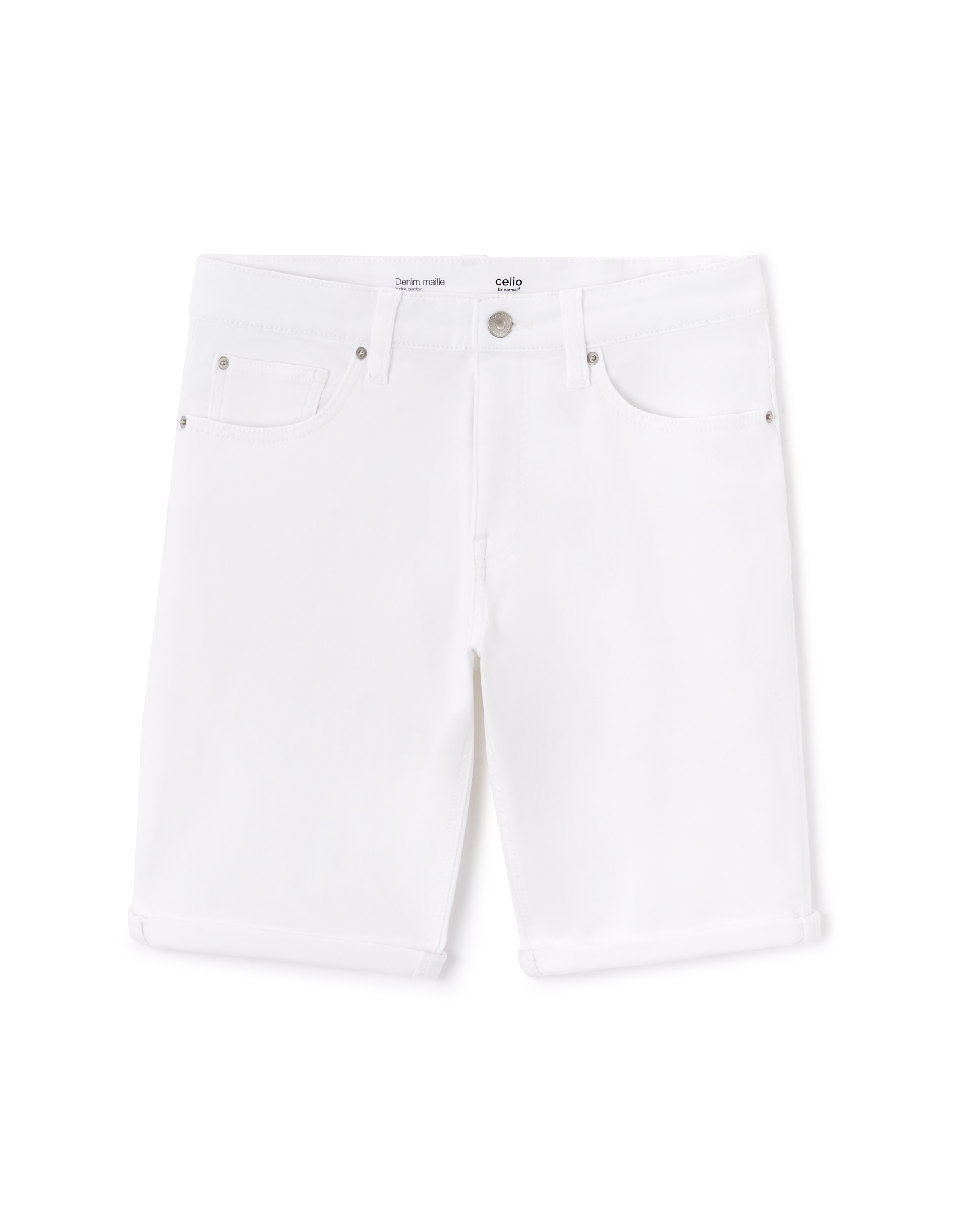 Bermuda straight en jean - blanc