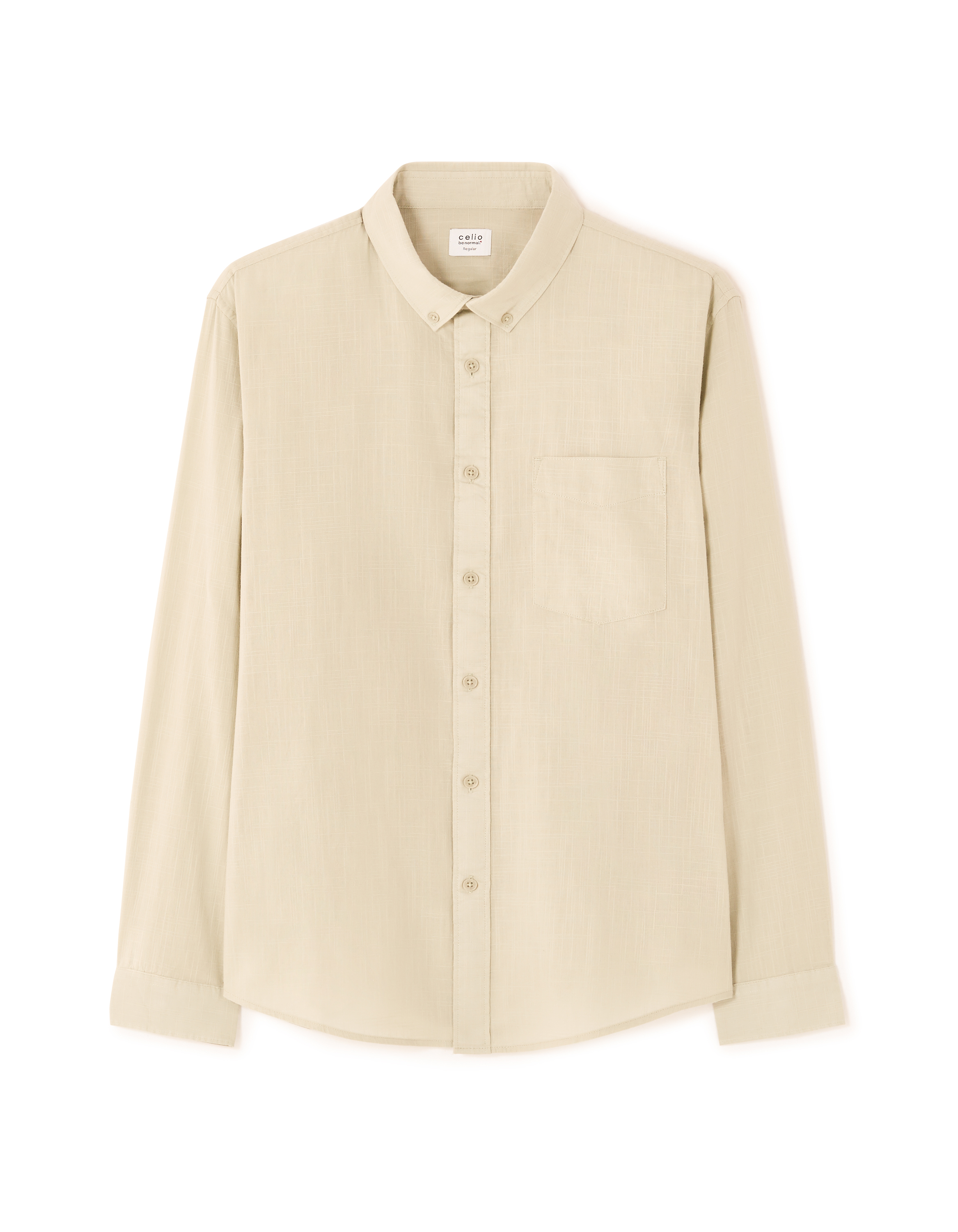 Chemise regular slub 100% coton - beige