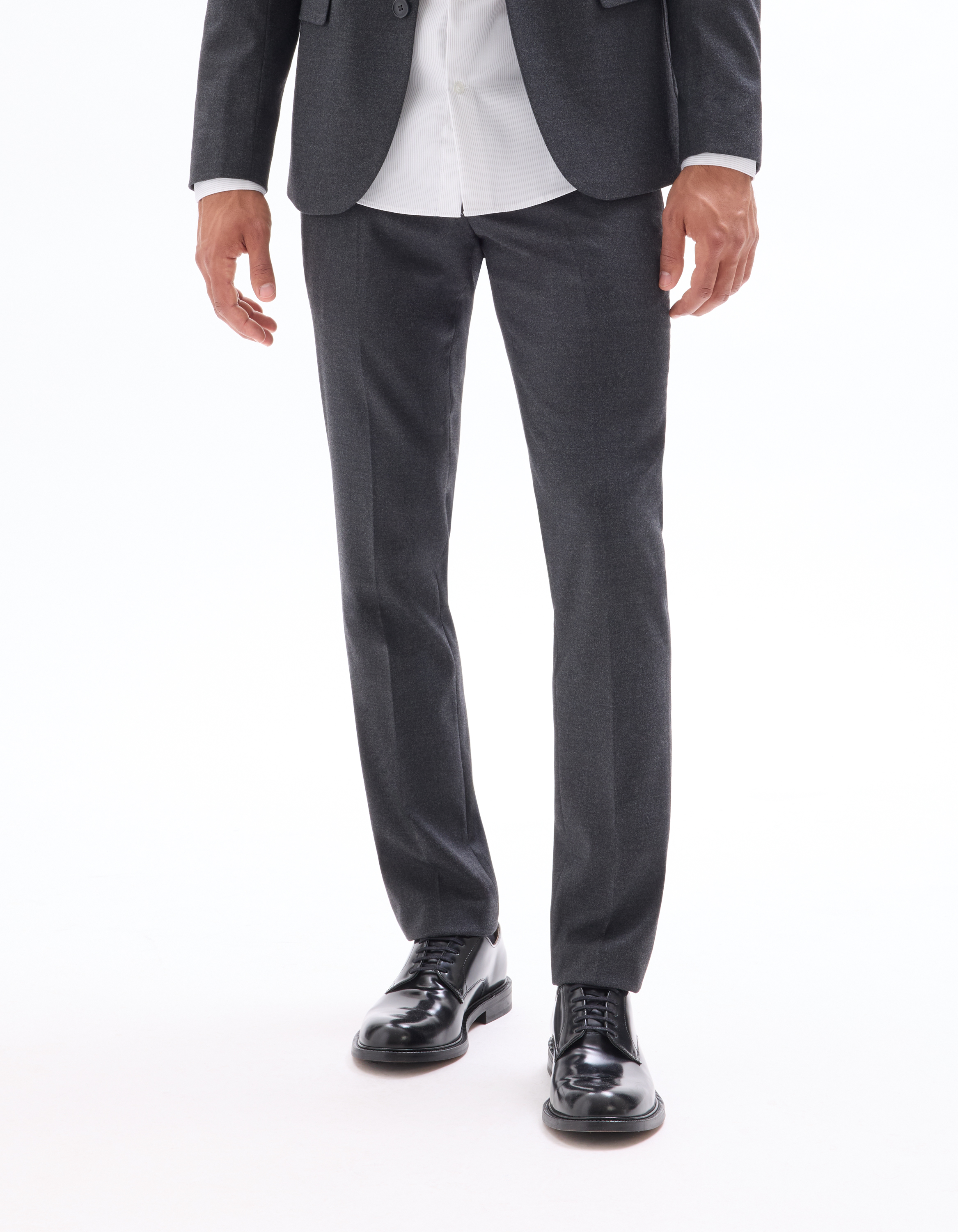 Pantalon de costume slim en flanelle - gris foncé - camaieu - Modalova
