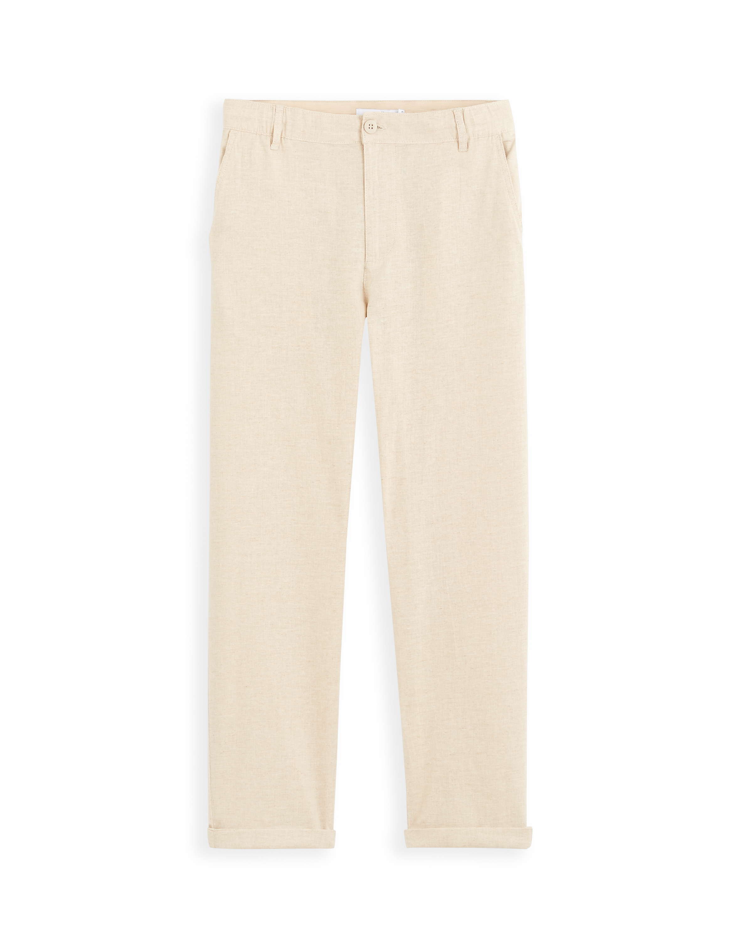 Pantalon straight en lin et coton - naturel