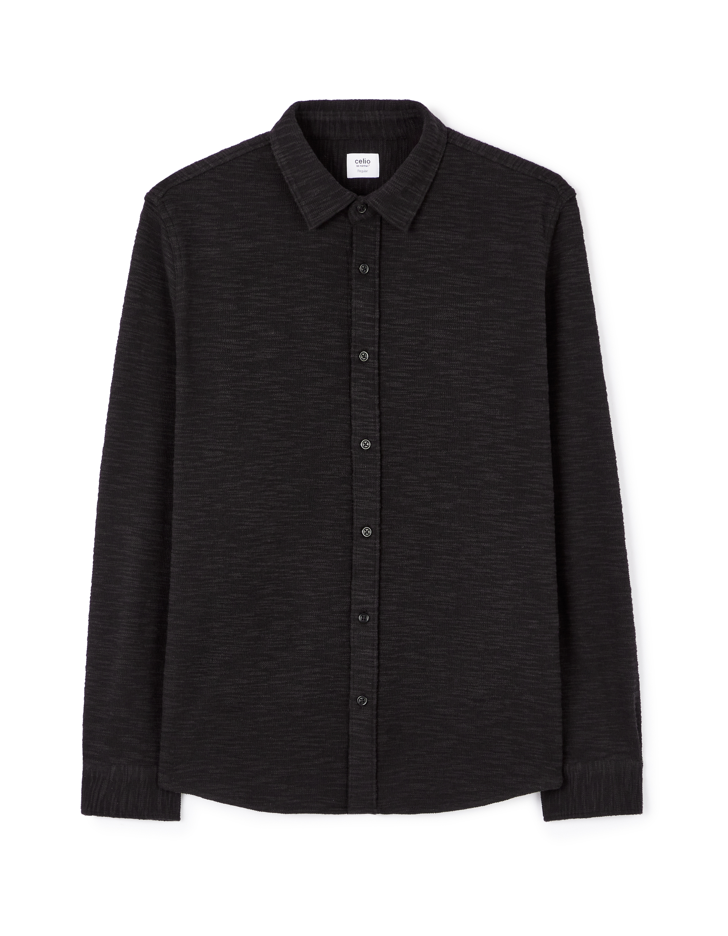 Chemise regular à bouclette coton mélangé - noir