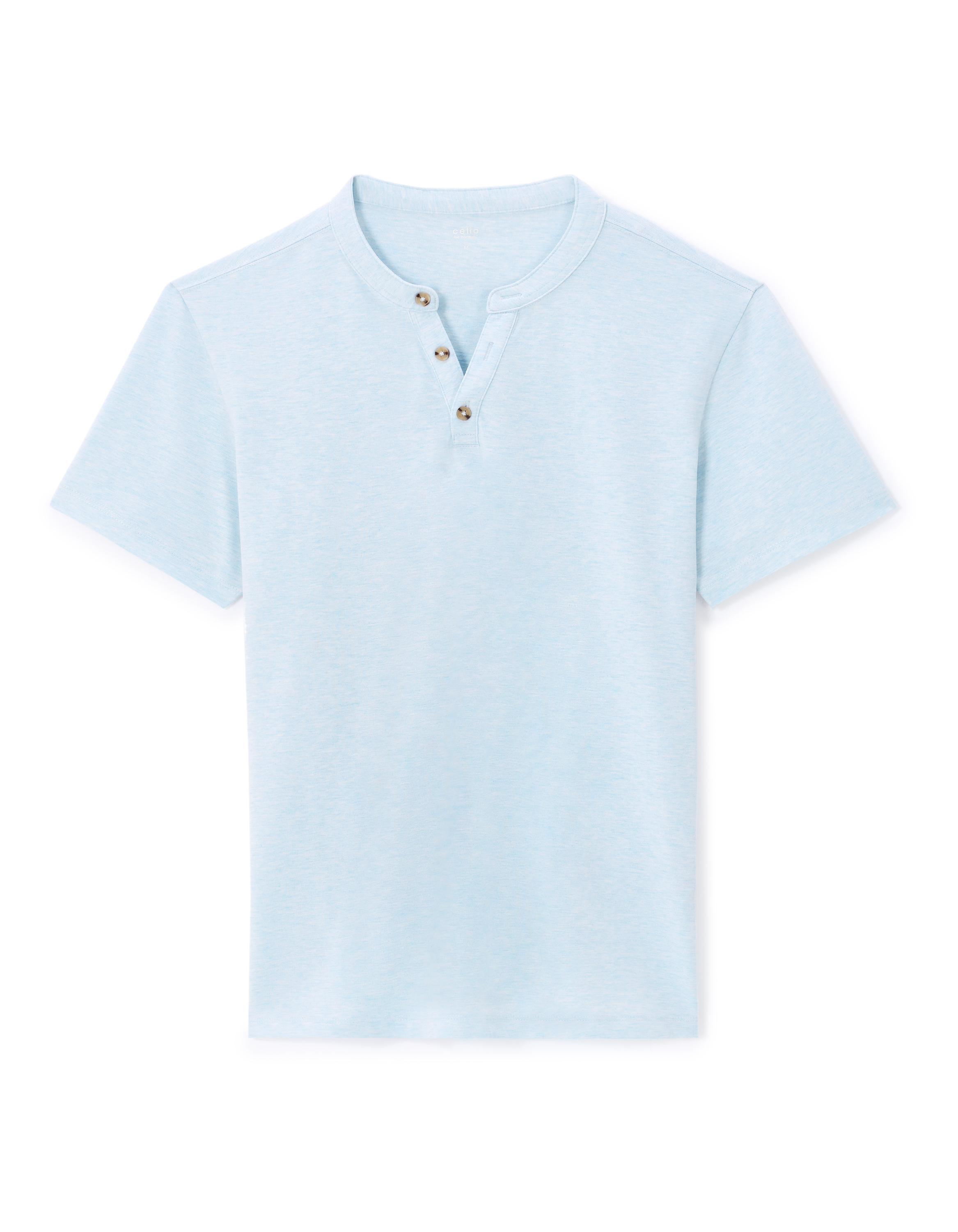 T-shirt straight col tunisien - bleu
