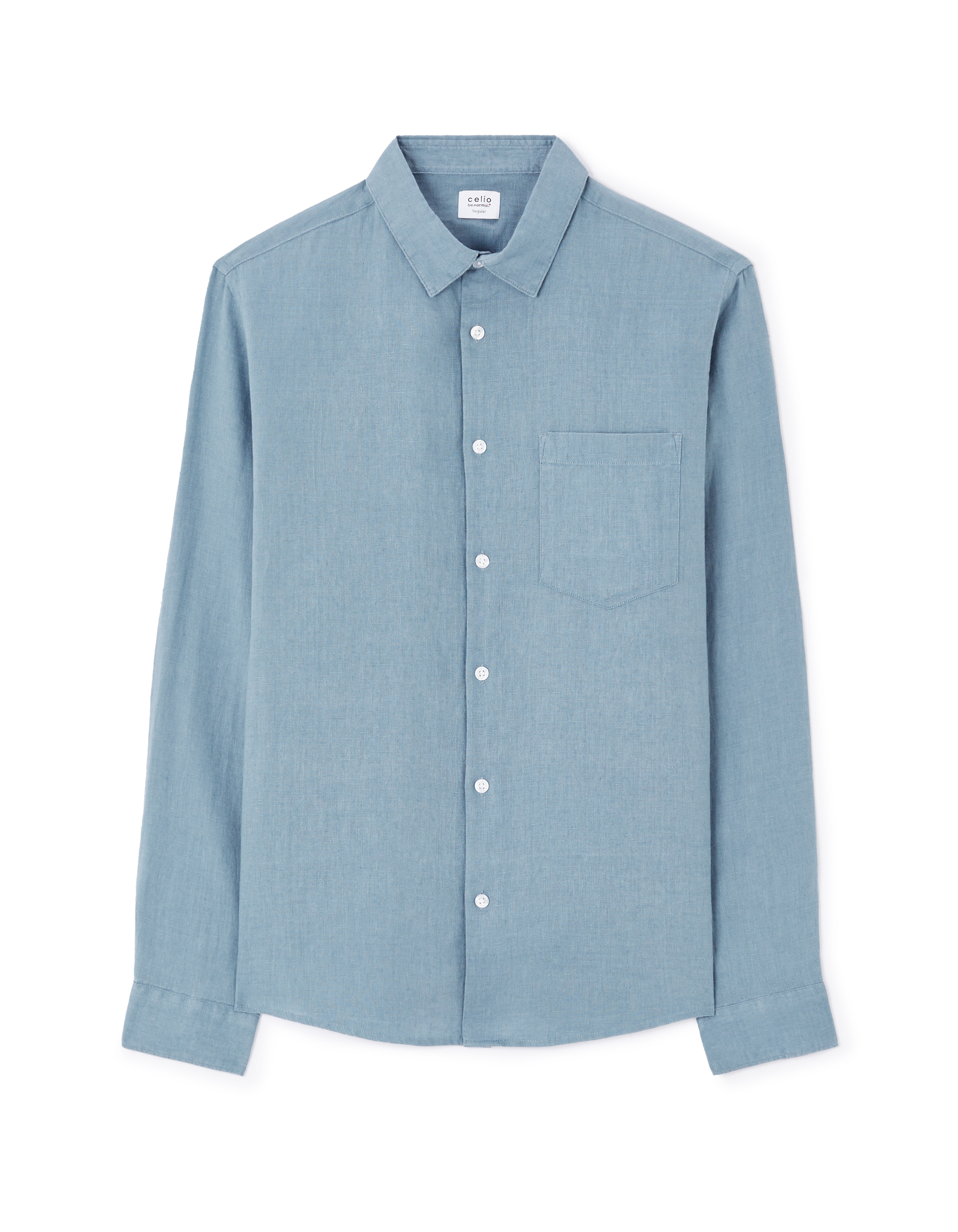 Chemise regular 100% lin - bleu