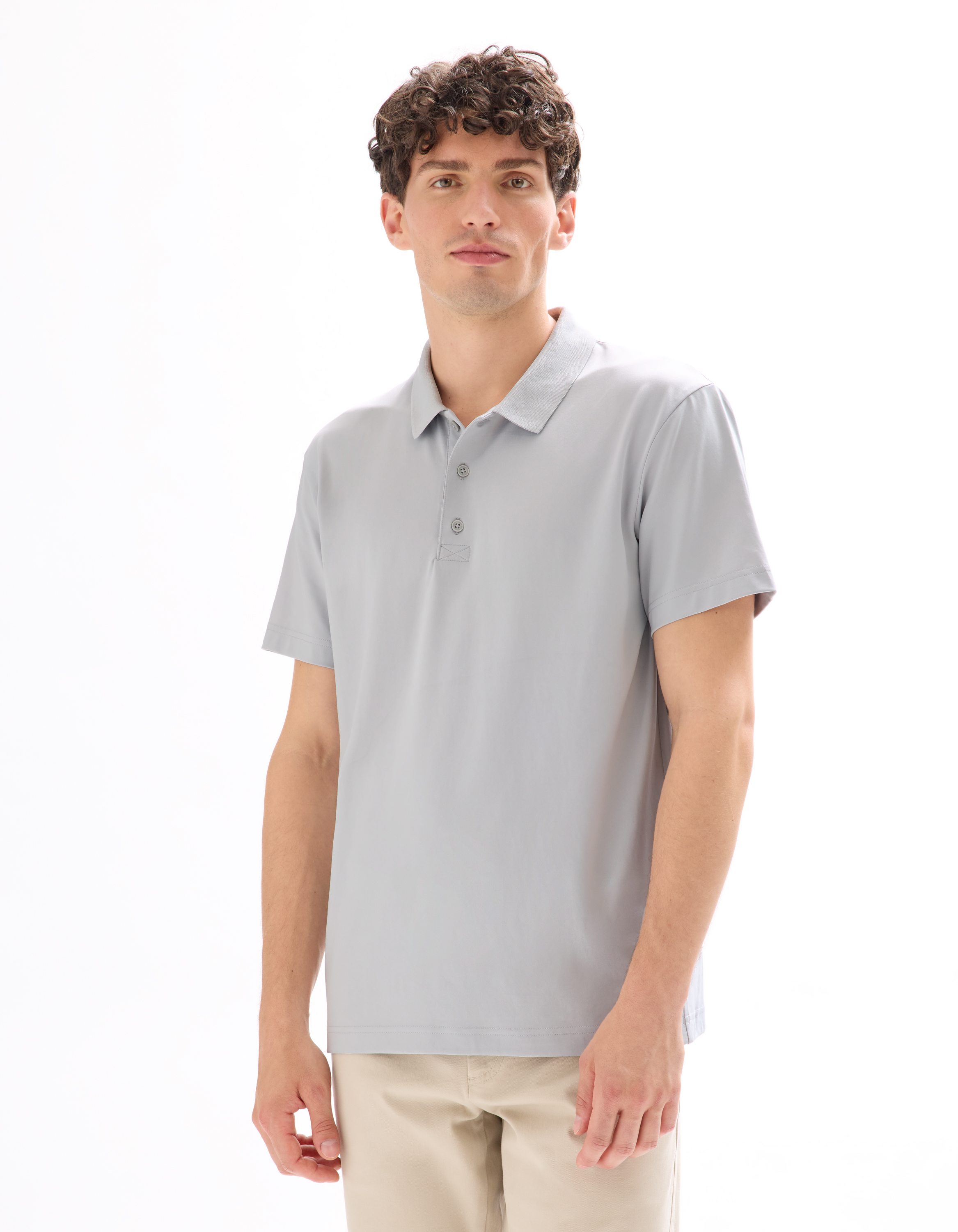 Polo regular matière technique - gris clair - camaieu - Modalova