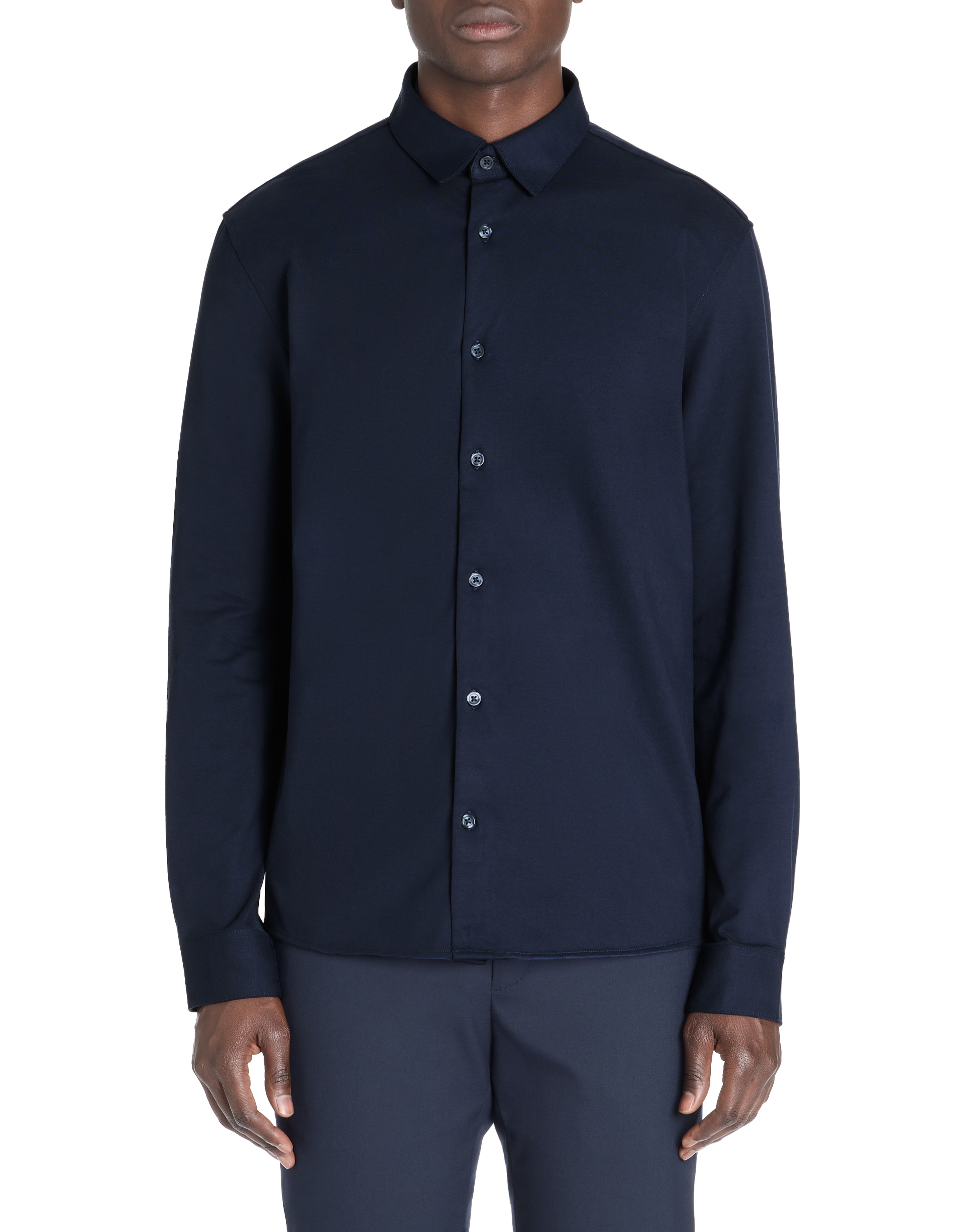 Chemise regular en jersey col français - marine - camaieu - Modalova