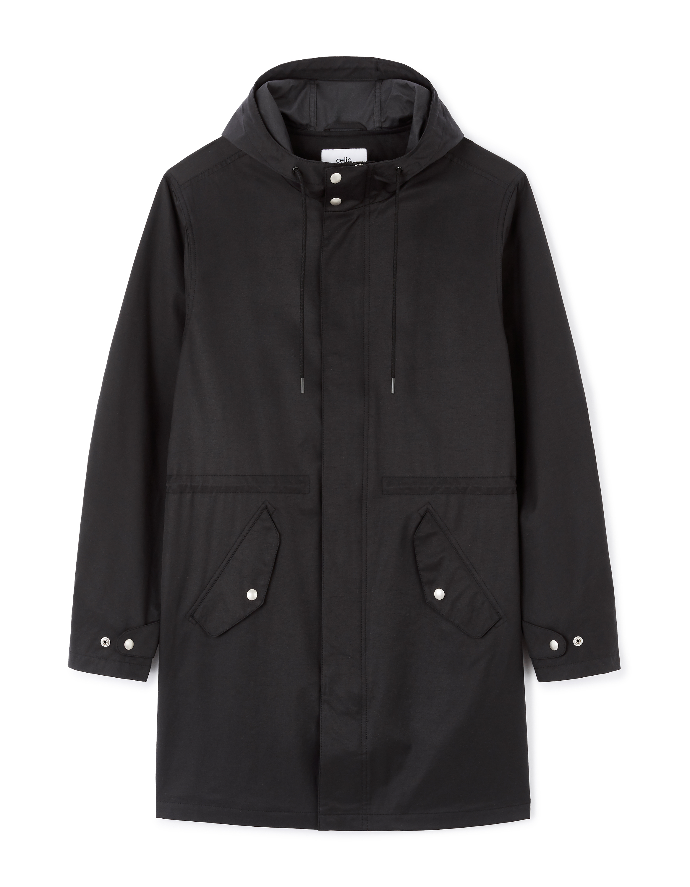 Parka à capuche et 2 poches - noir