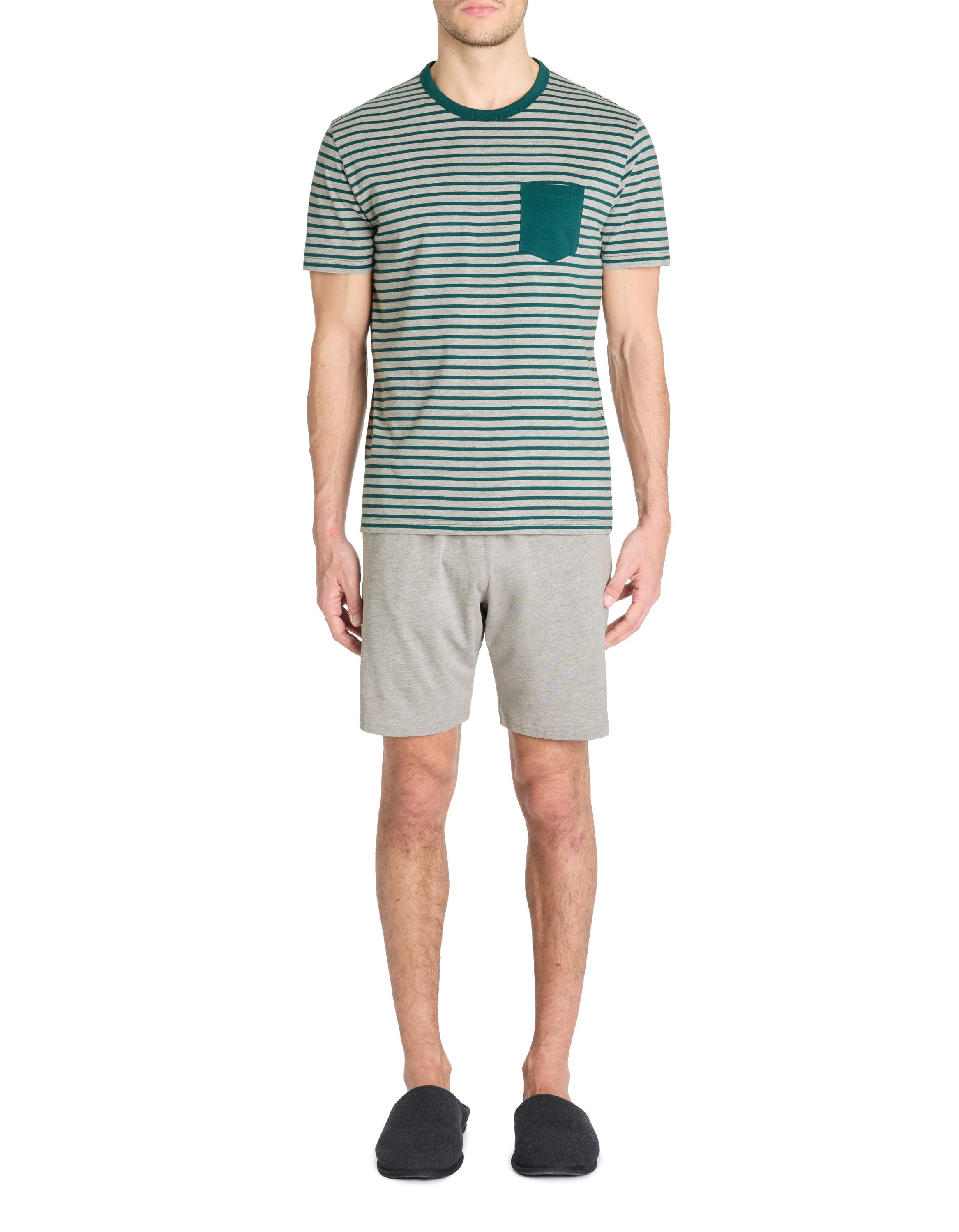 Pyjama short en coton mélangé - vert - camaieu - Modalova