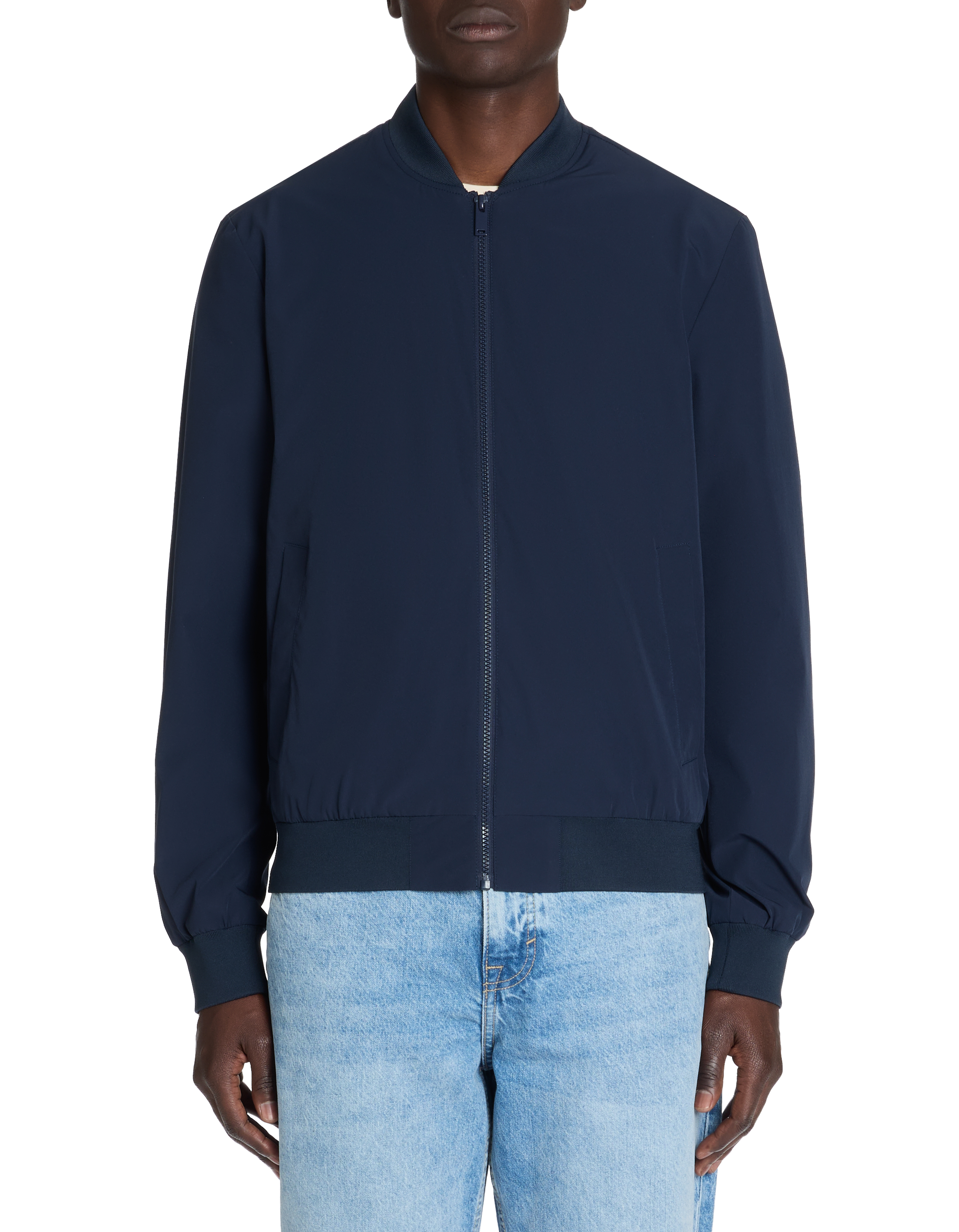Veste col bomber - marine - camaieu - Modalova