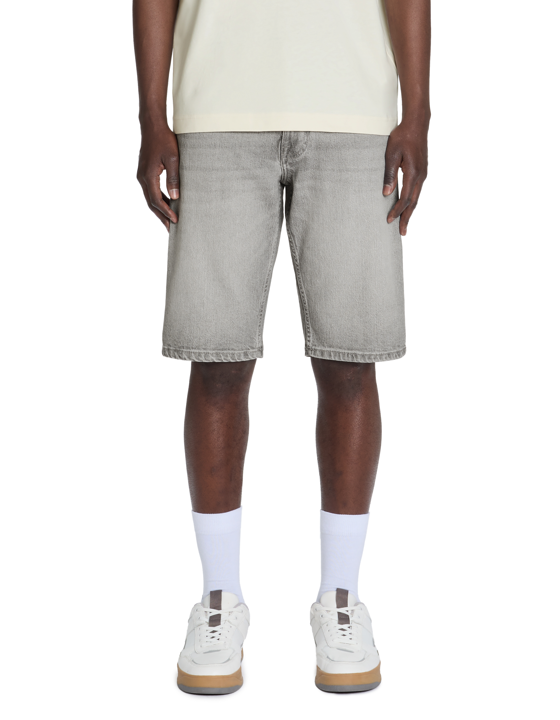 Bermuda en jean coton stretch - gris - camaieu - Modalova