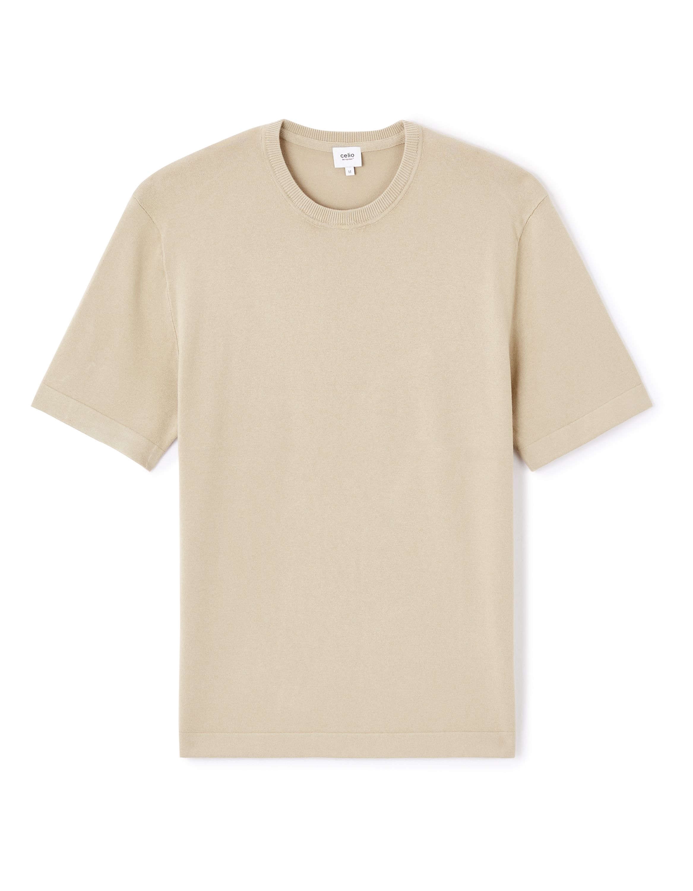T-shirt boxy col rond - beige