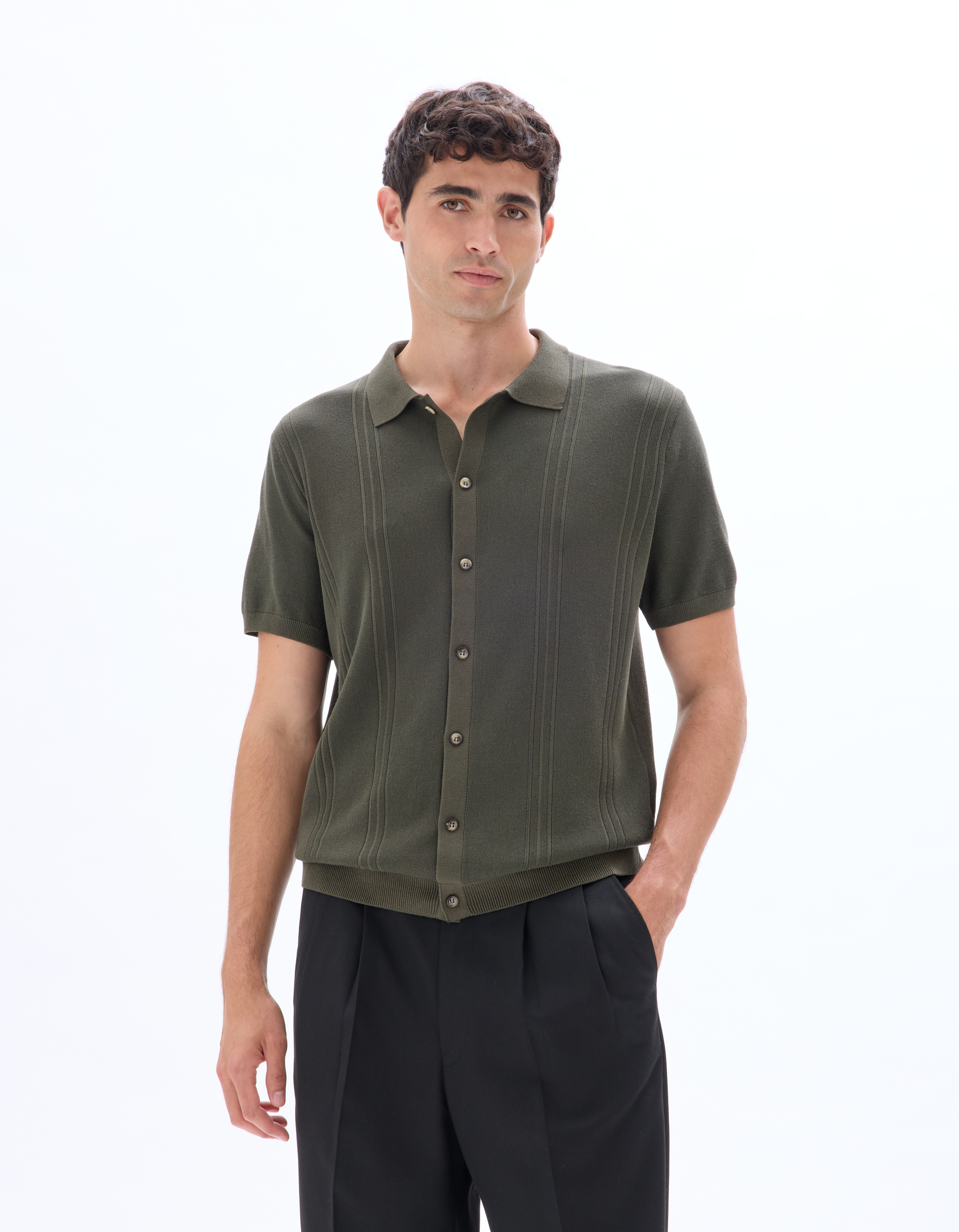 Chemisette regular en maille - kaki - camaieu - Modalova