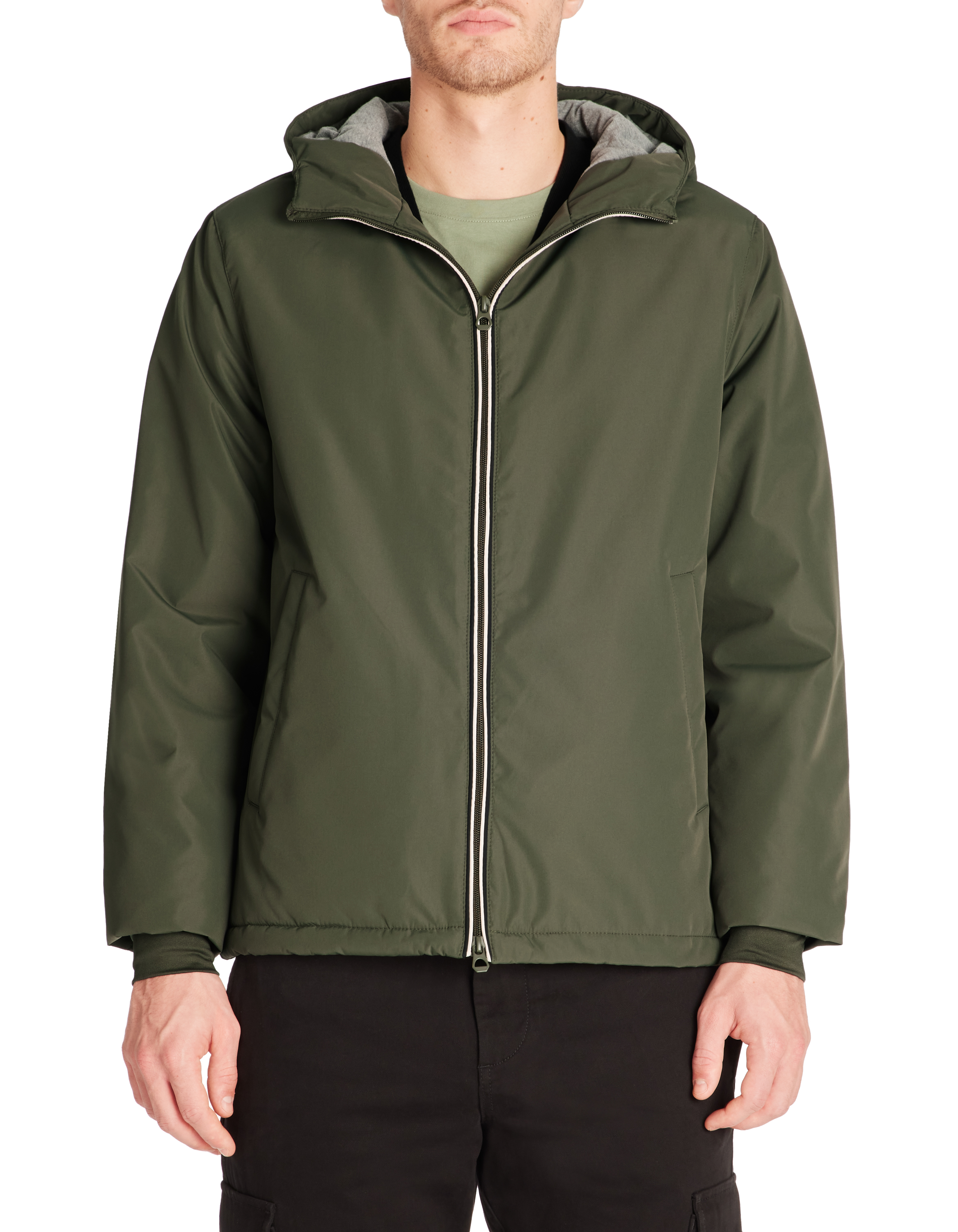 Blouson capuche fixe - kaki - camaieu - Modalova