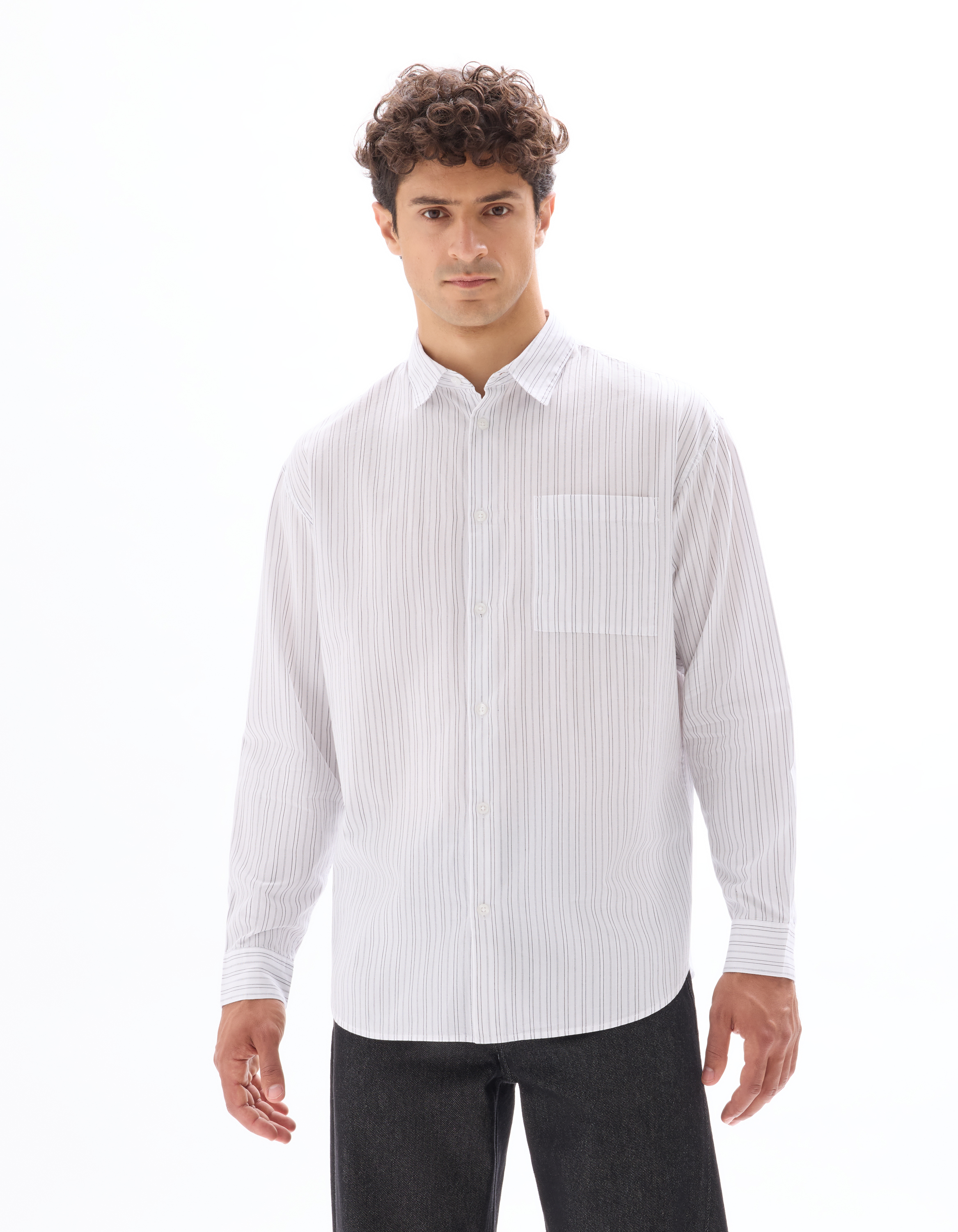 Chemise Loose en popeline rayée - camaieu - Modalova