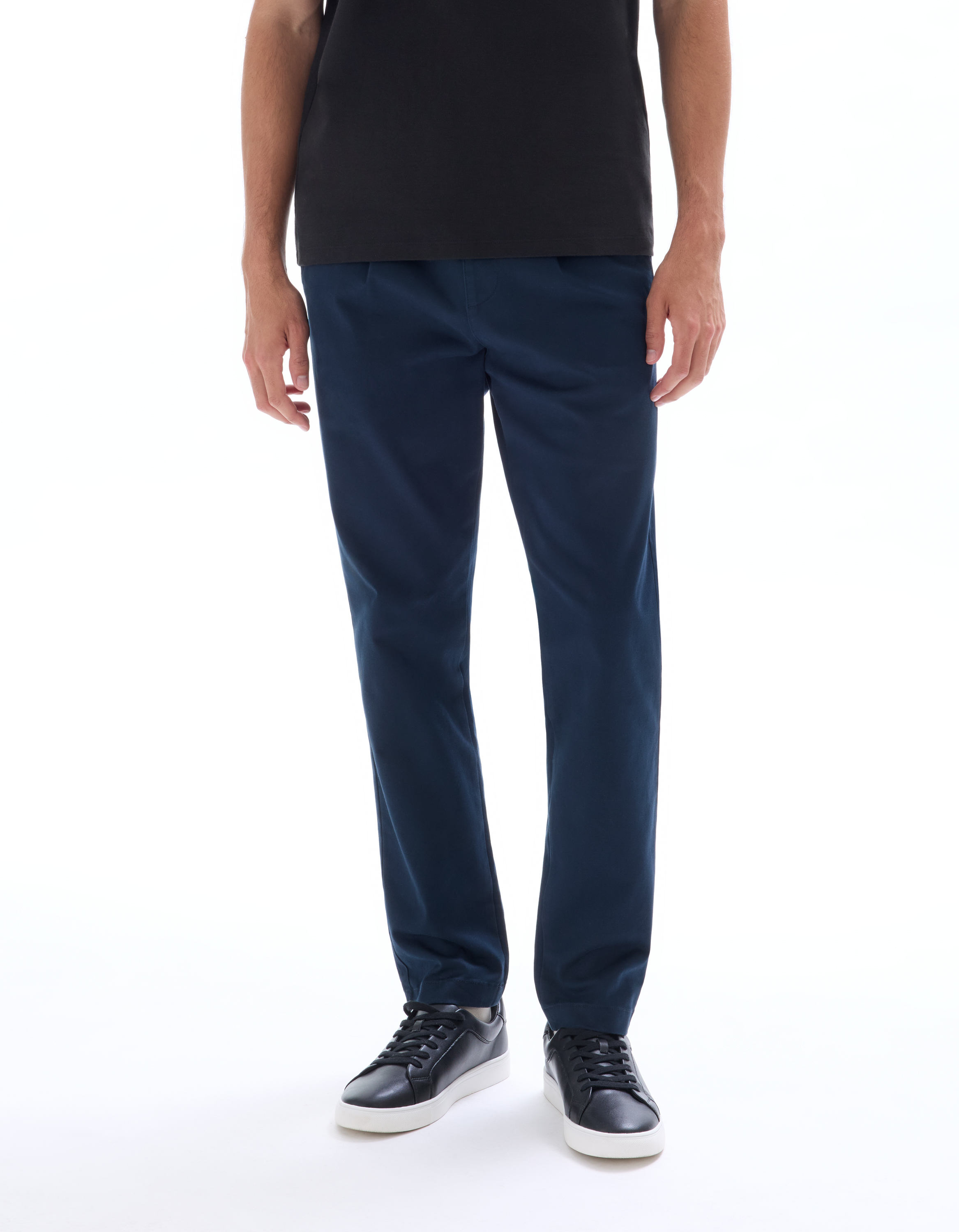 Pantalon 24H straight lyocell mélangé - marine - camaieu - Modalova