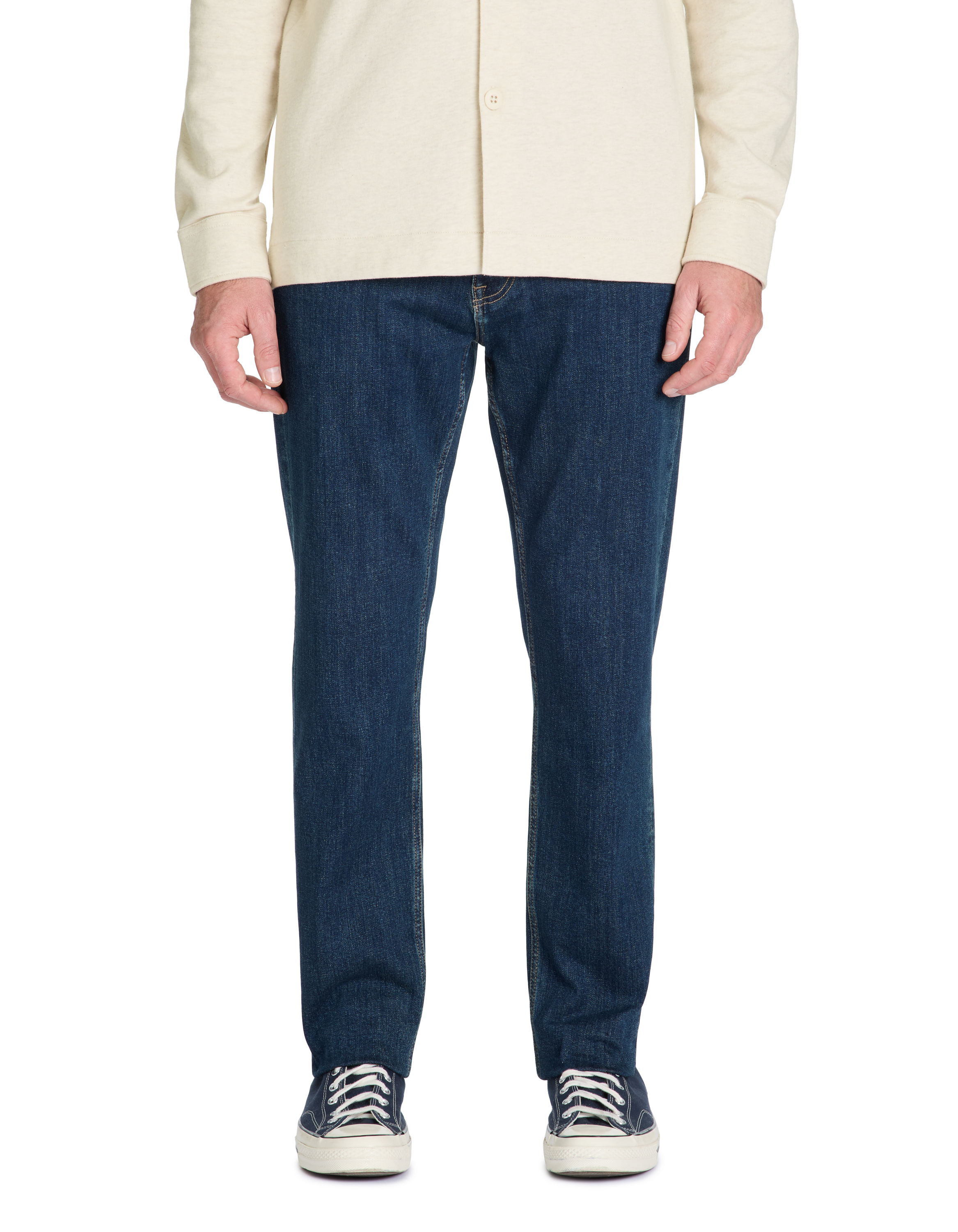 Jean C.15 straight coton stretch 3 longueurs - bleu foncé - camaieu - Modalova