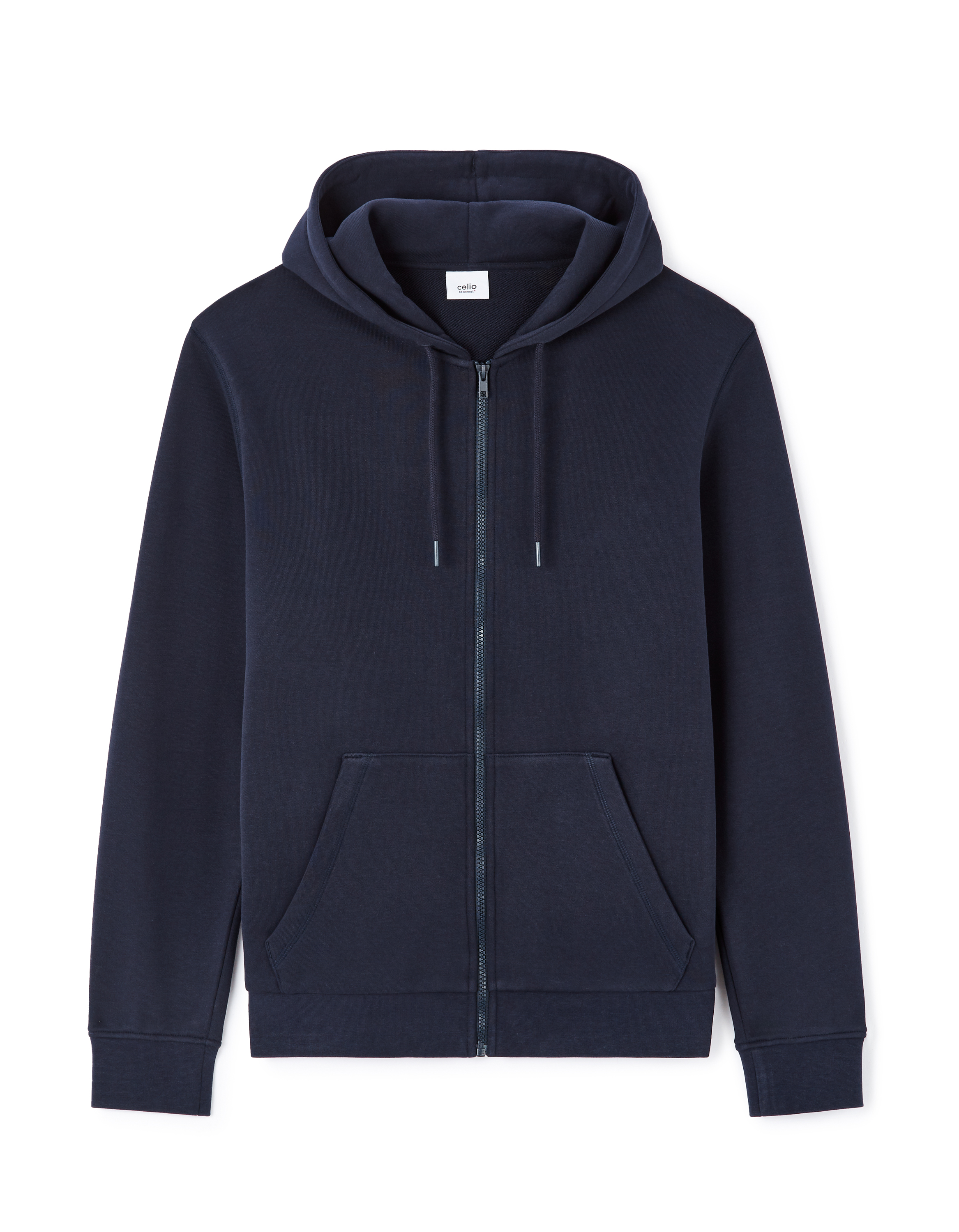 Sweat zippé capuche regular 100% coton - marine