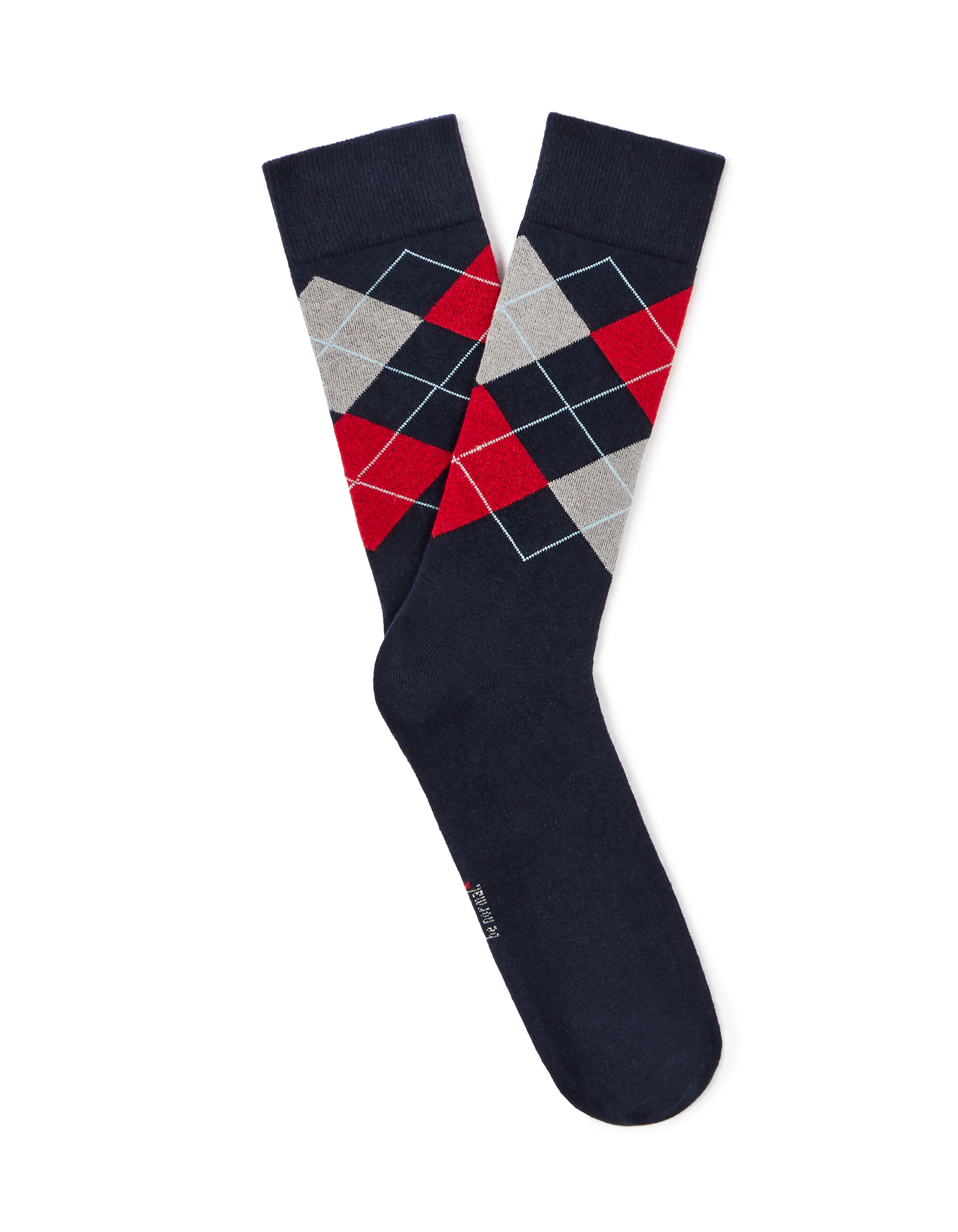 Chaussettes tige haute sport coton stretch à motifs losanges - rouge