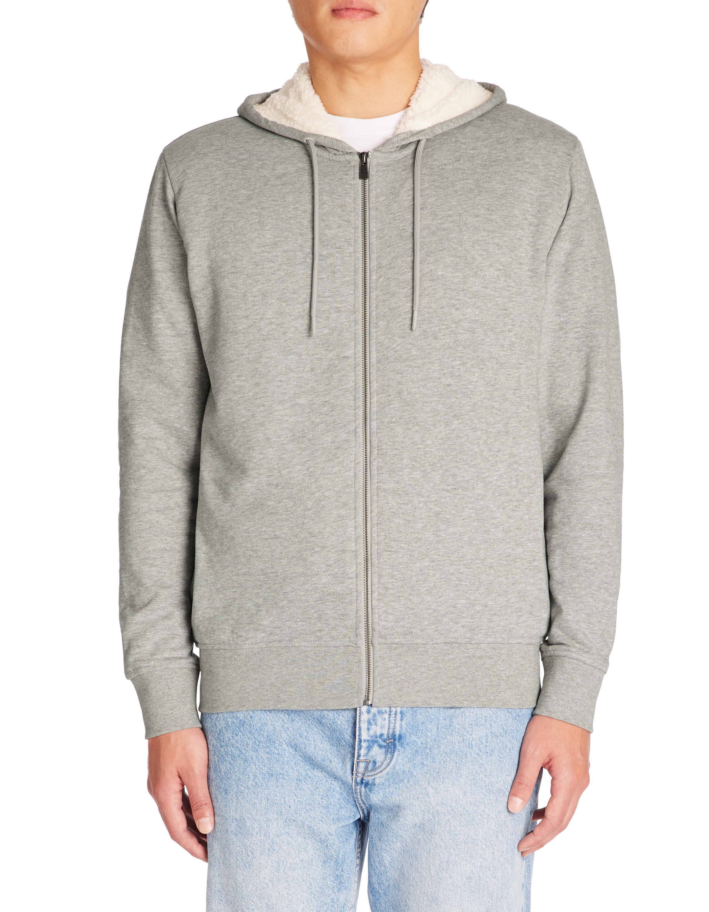 Sweat zippé à capuche coton mélangé - gris chiné - camaieu - Modalova