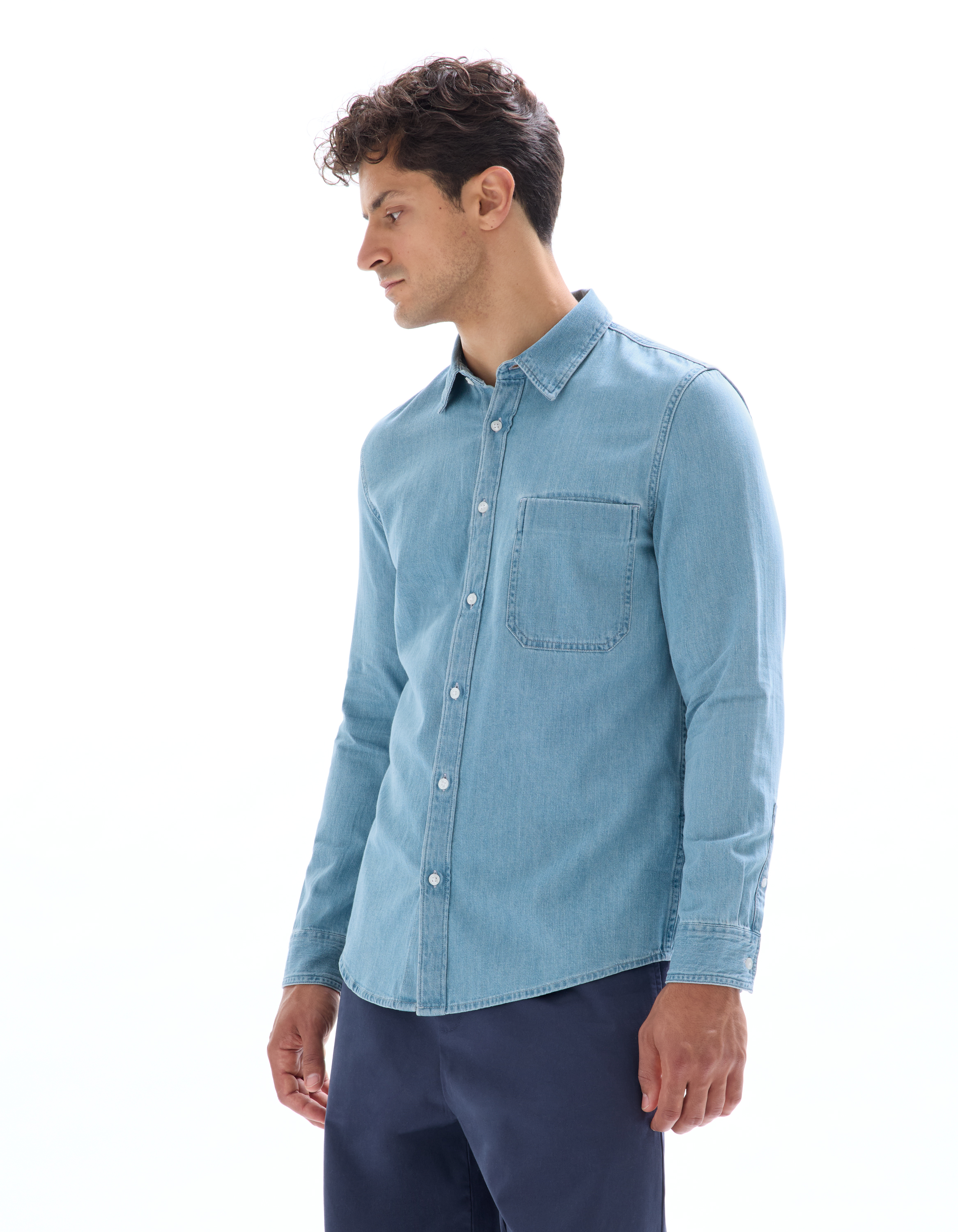 Chemise regular en jean 100% coton - bleu - camaieu - Modalova