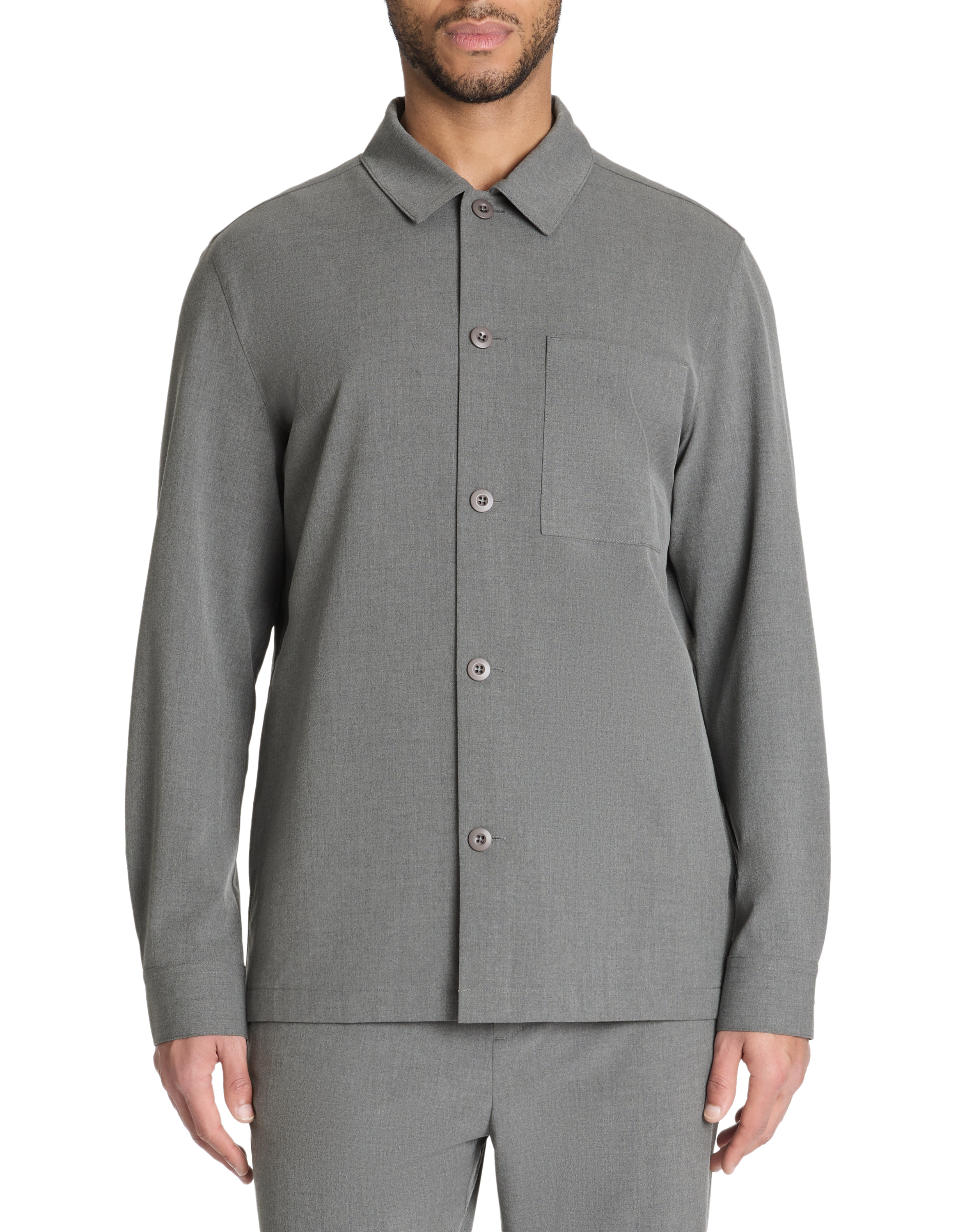 Surchemise stretch 1 poche - gris - camaieu - Modalova