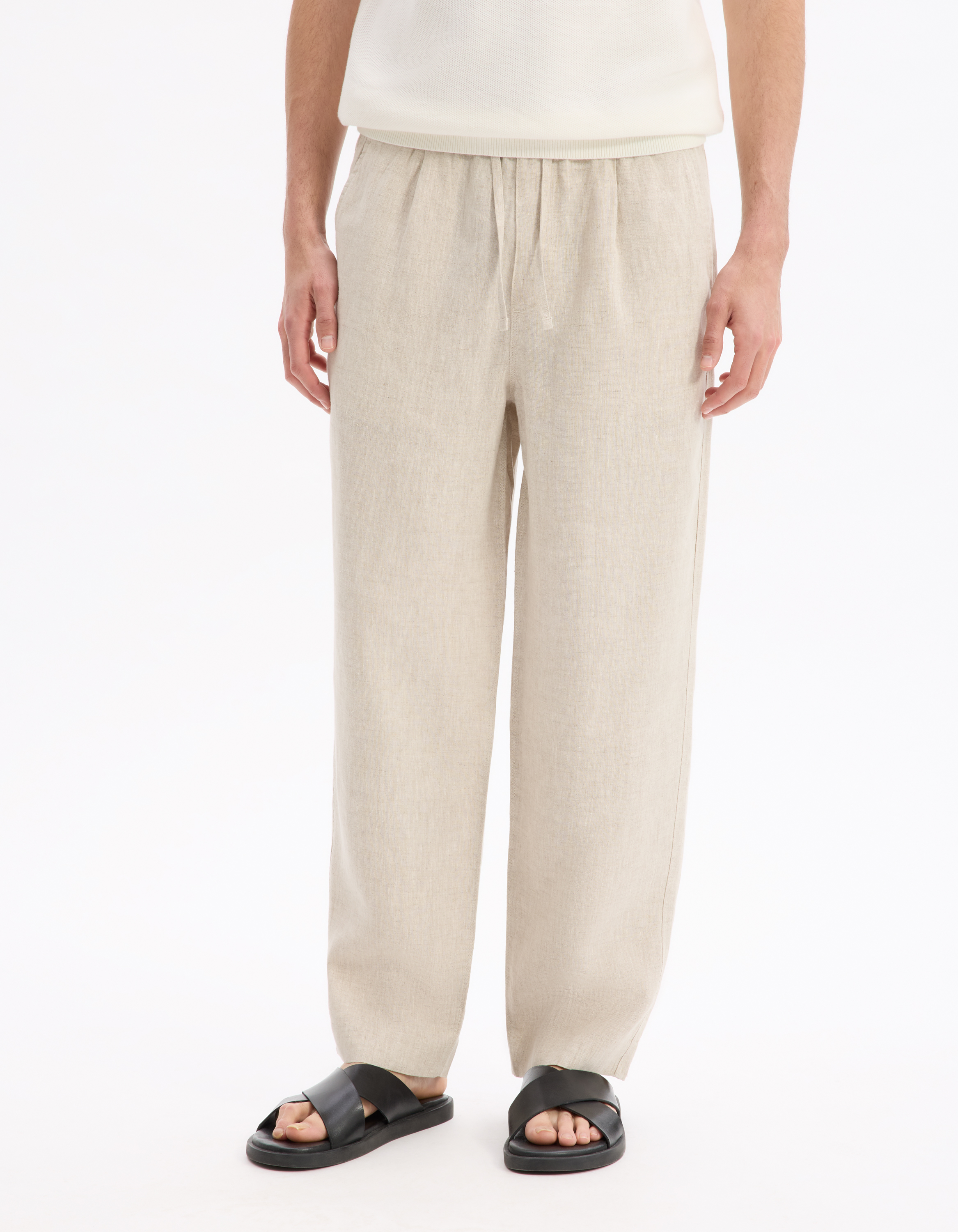 Pantalon loose 100% lin - naturel - camaieu - Modalova