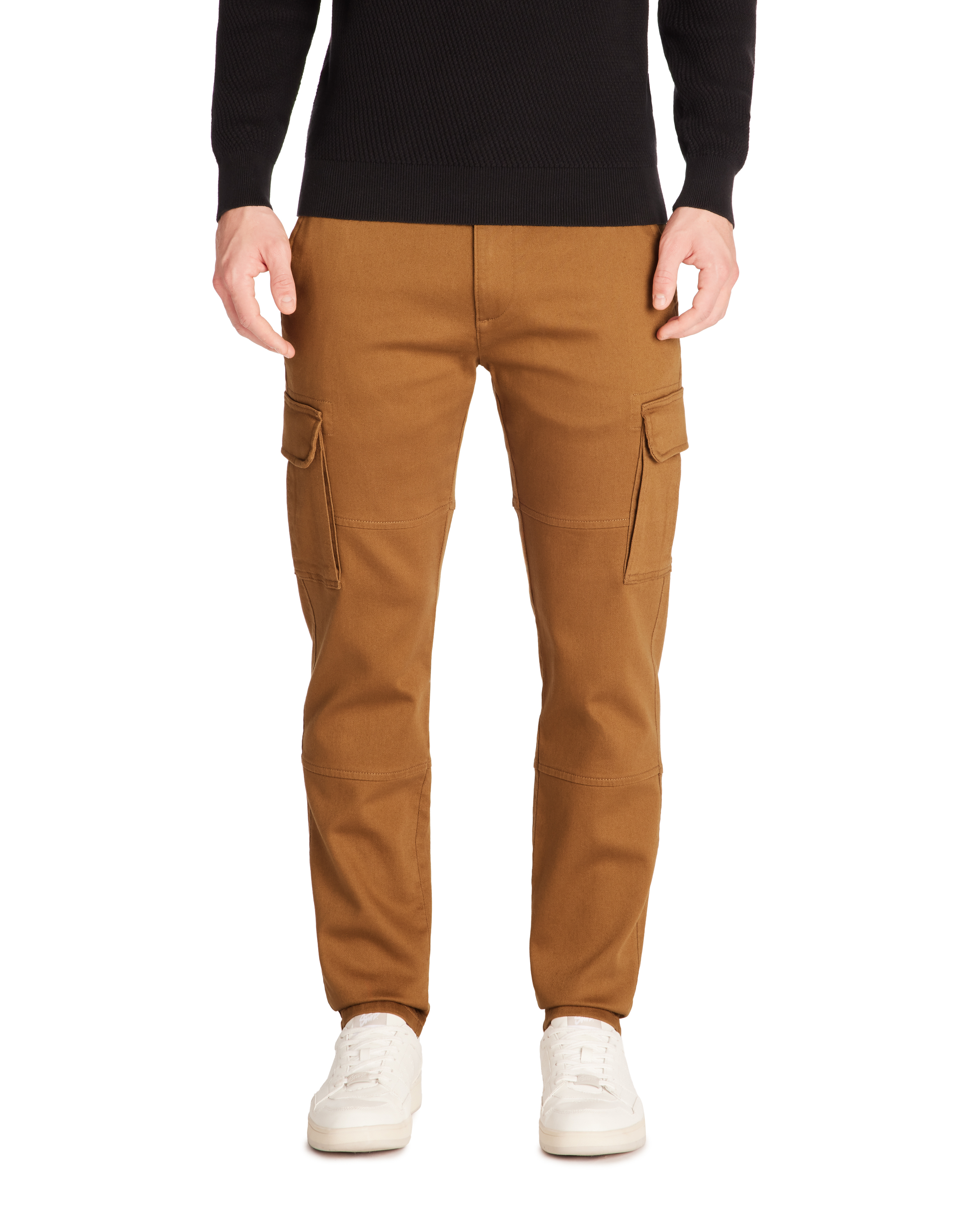 Pantalon cargo straight coton stretch - marron - camaieu - Modalova