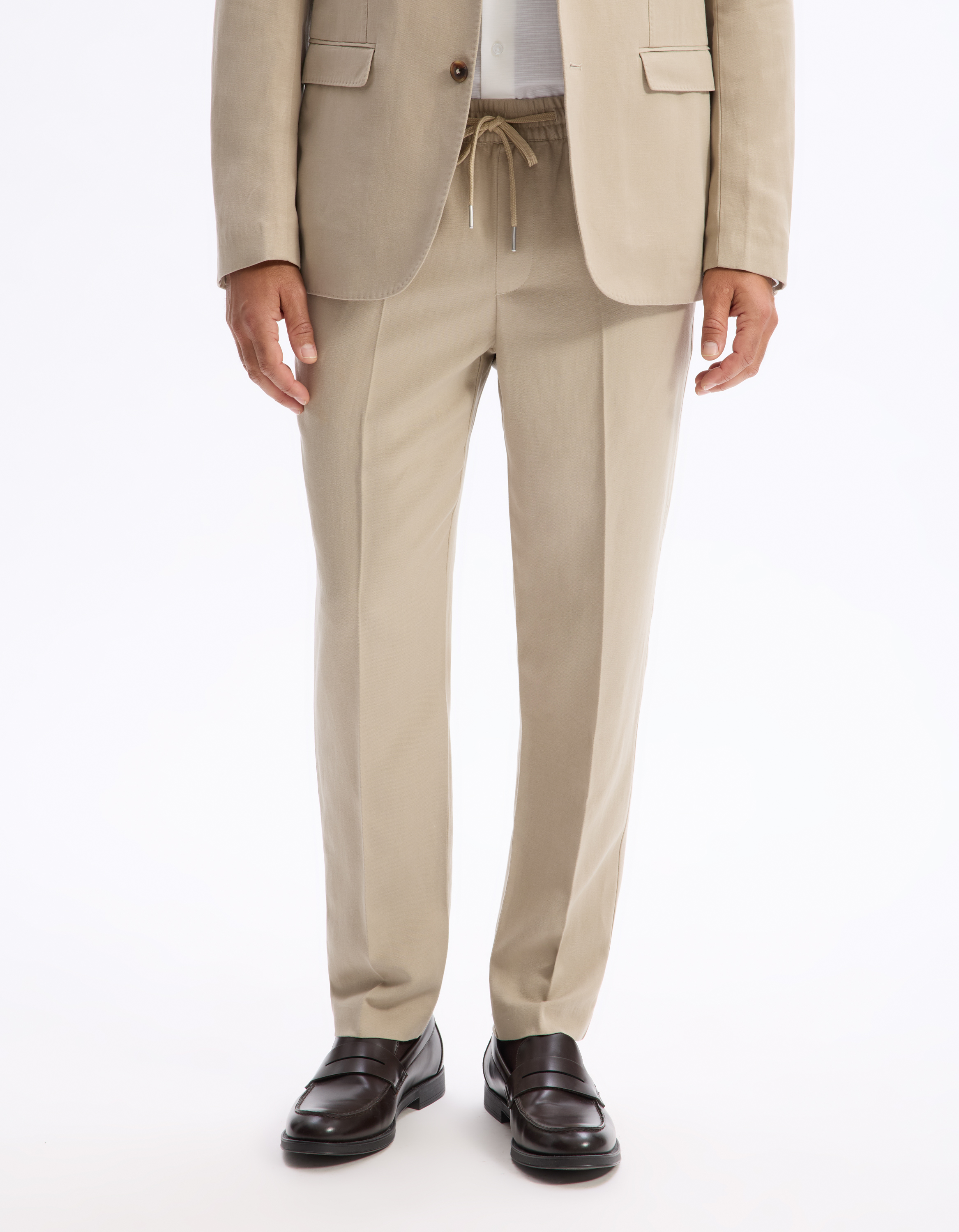 Pantalon slim en twill - beige - camaieu - Modalova