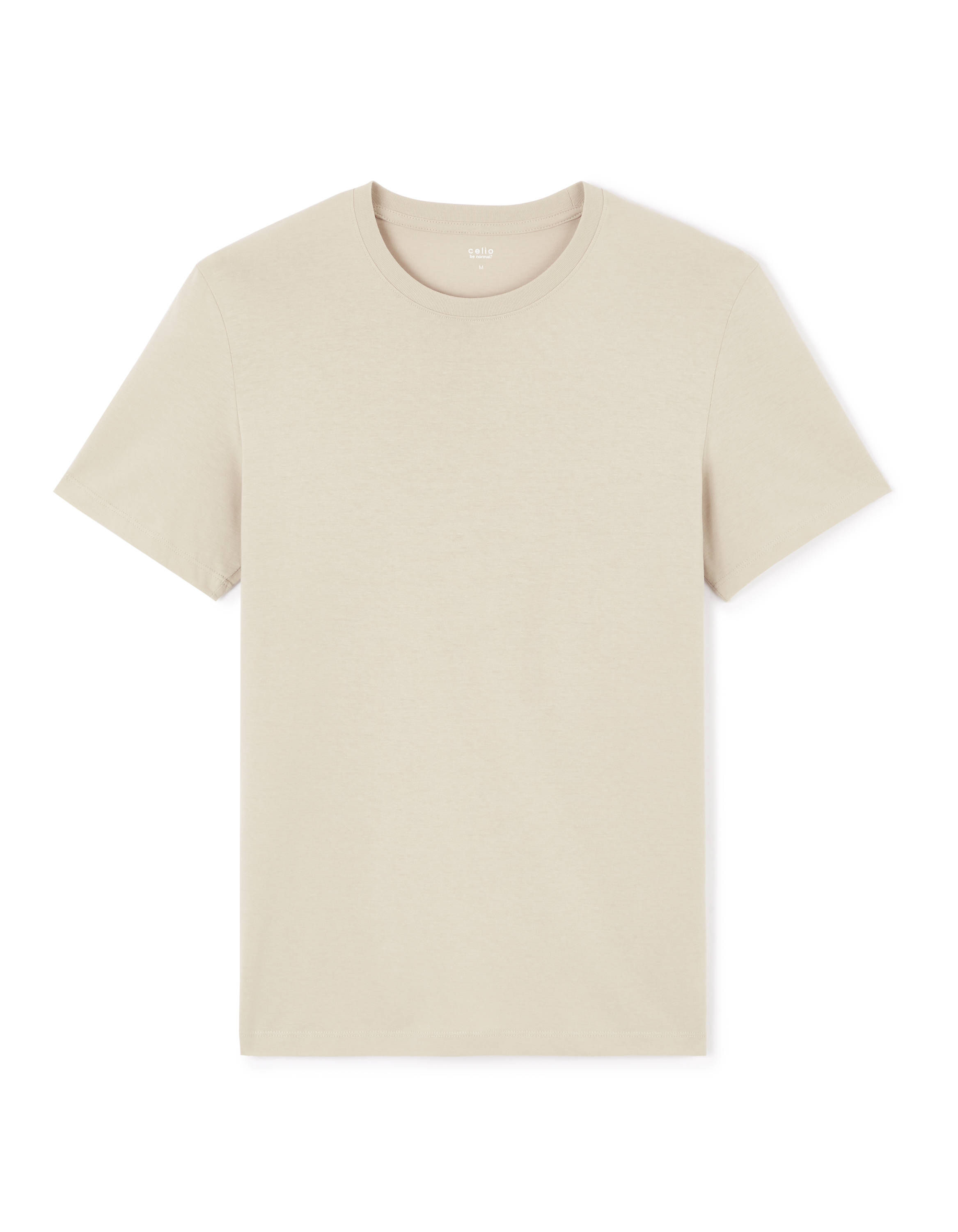T-shirt straight col rond 100% coton - sand