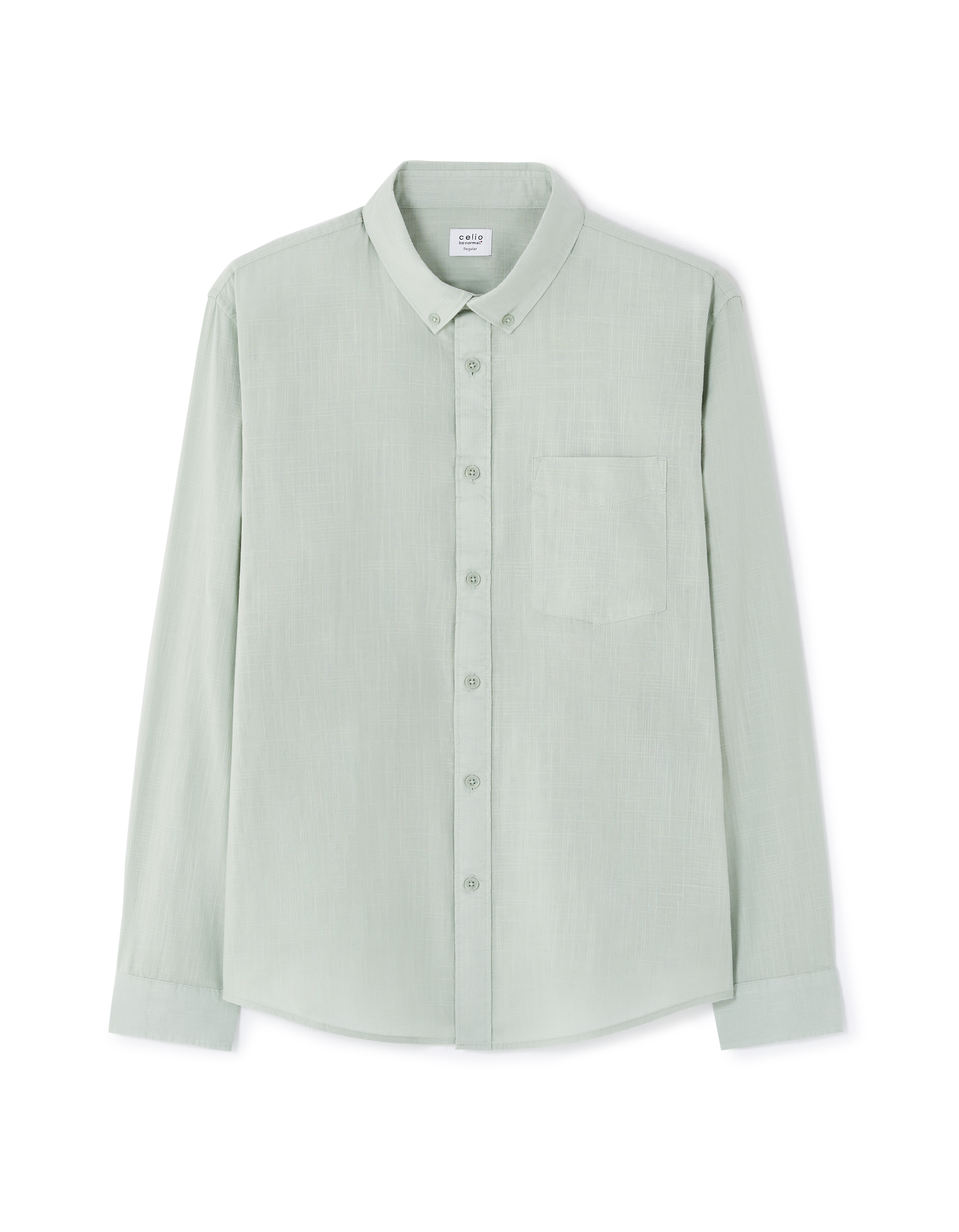 Chemise regular slub 100% coton - kaki