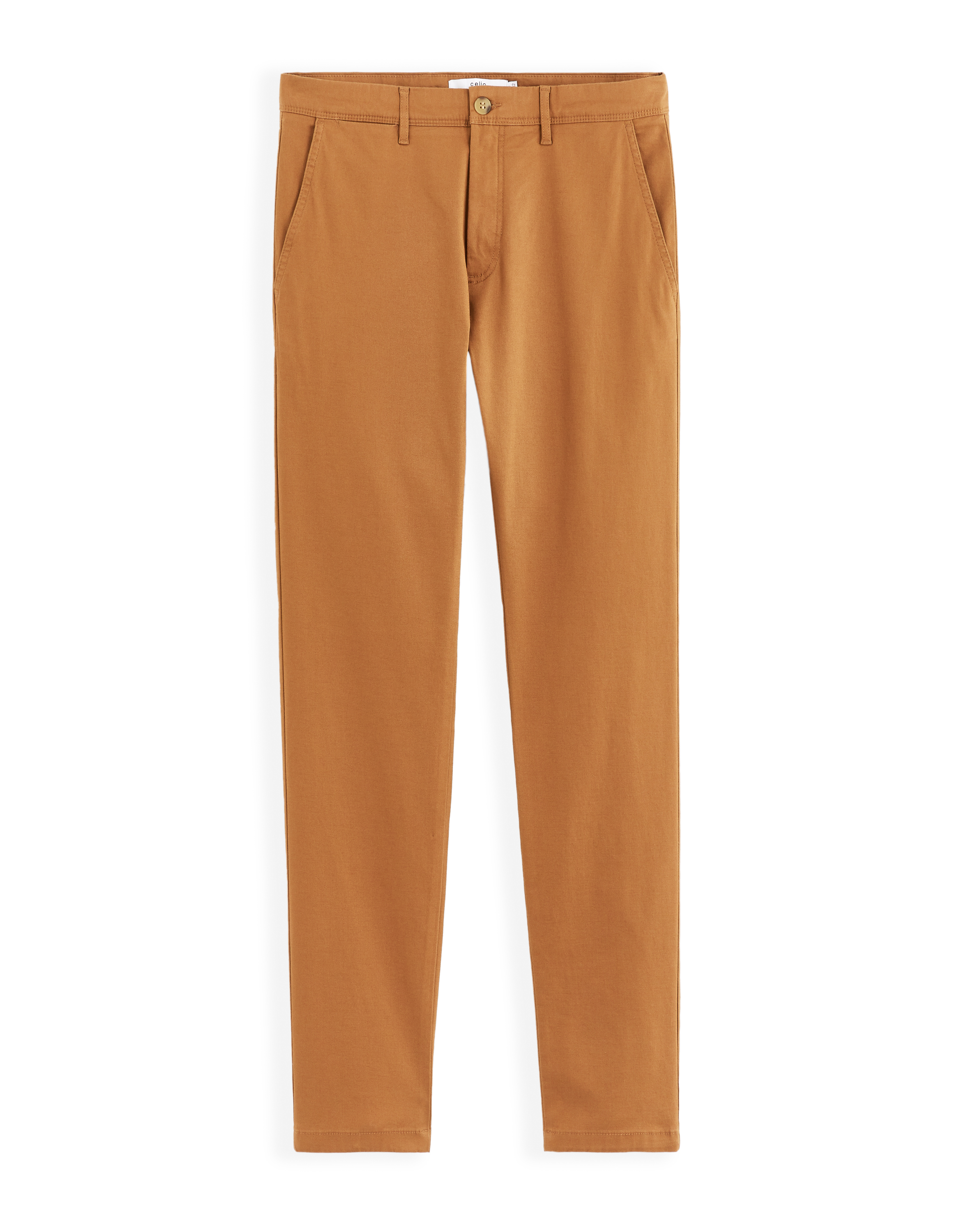 Pantalon chino slim en coton stretch - caramel