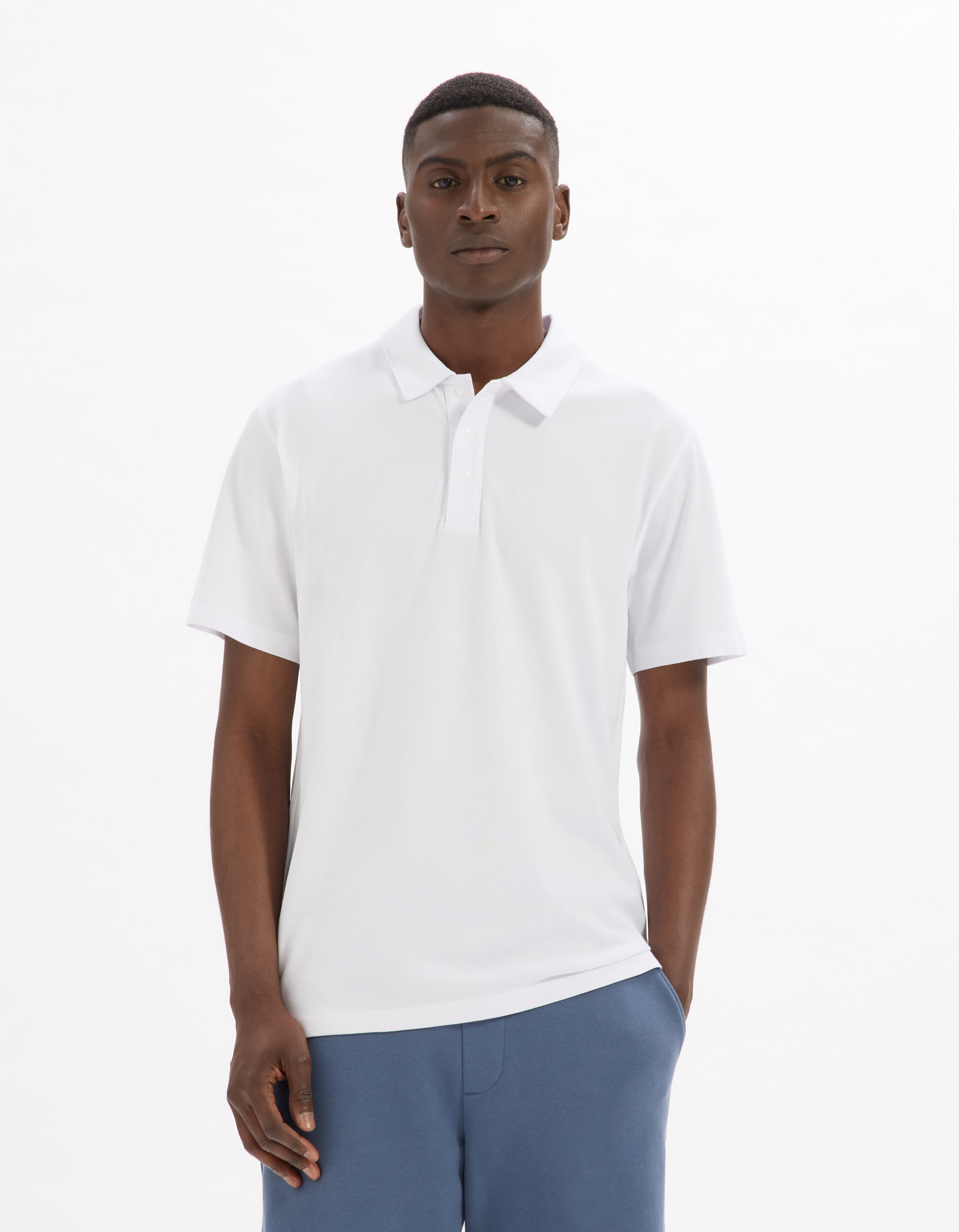 Polo boxy coton mélangé - blanc - camaieu - Modalova