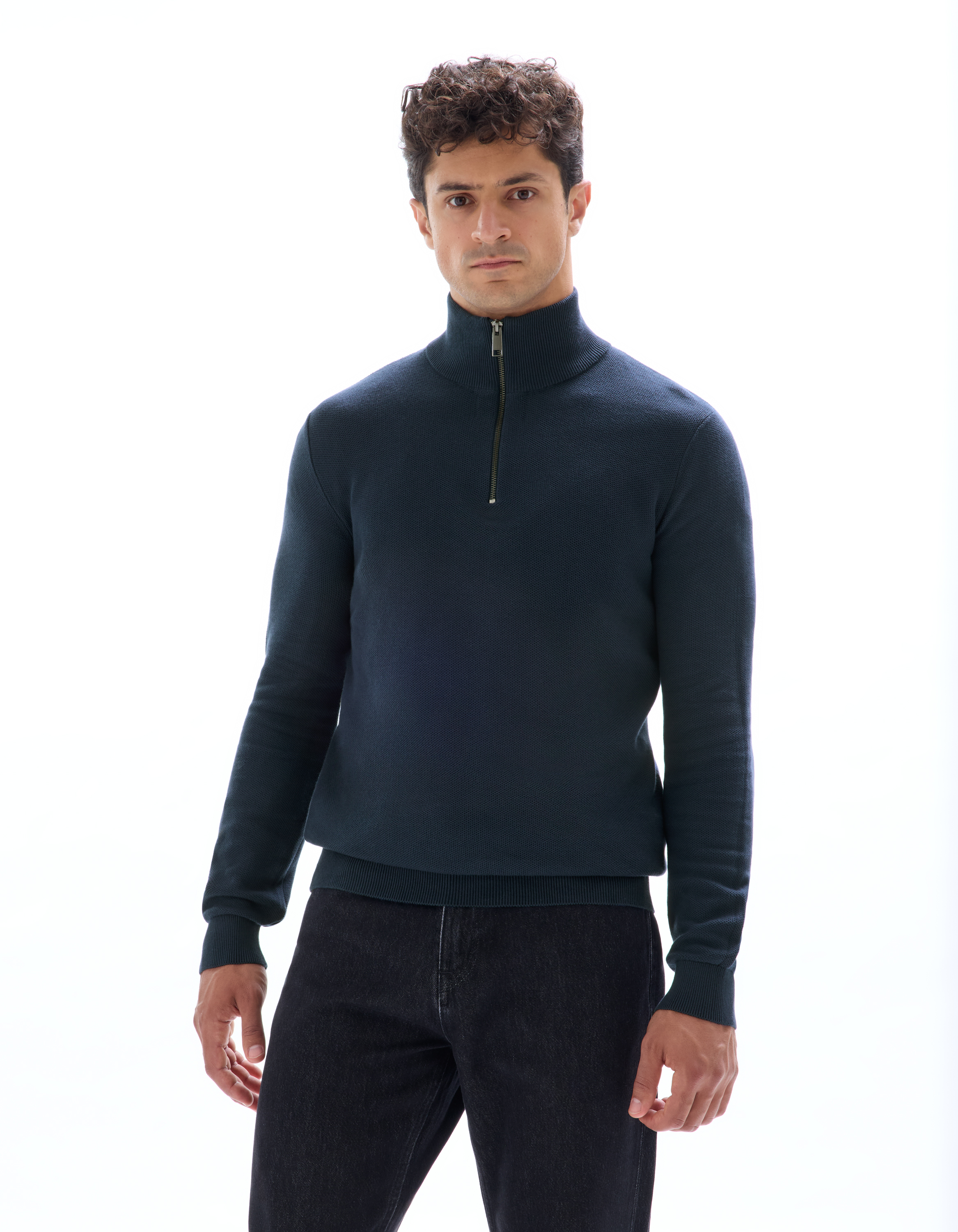 Pull col camionneur 100% coton - marine - camaieu - Modalova